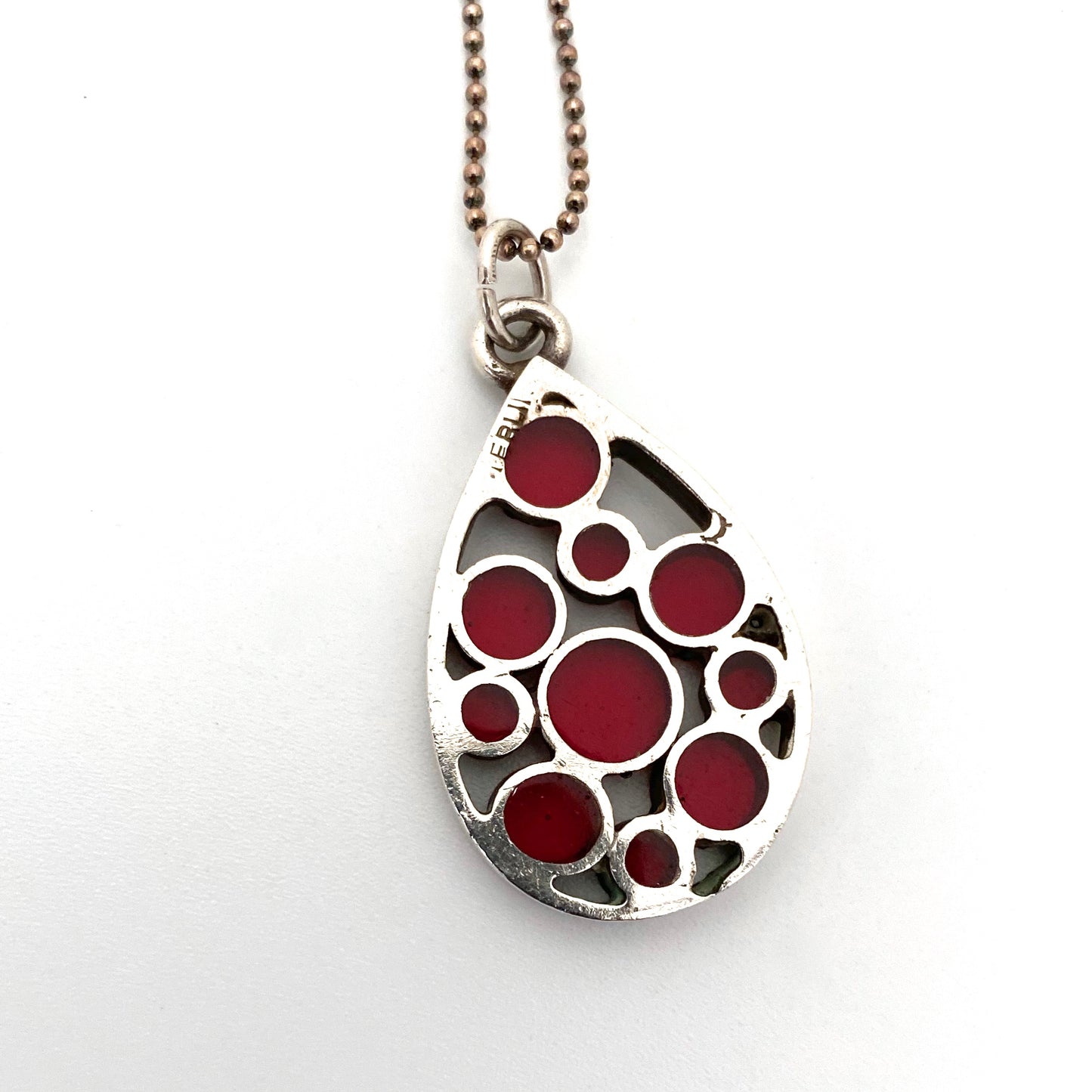 Bernard Chaudron sterling silver & red resin enamel pendant