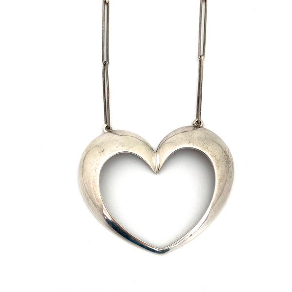 extra large Danish silver heart necklace ~ Bernhard Hertz