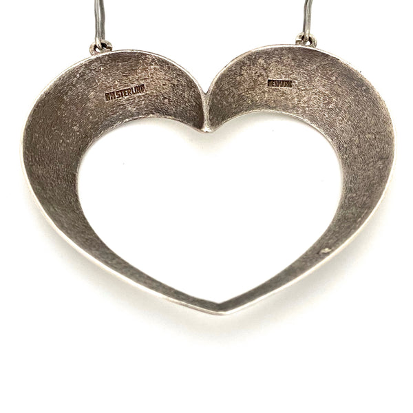 extra large Danish silver heart necklace ~ Bernhard Hertz