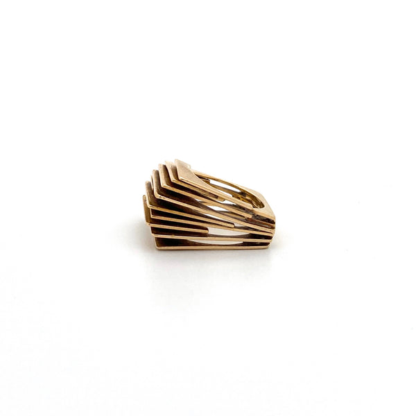 profile vintage heavy 18k gold layered ring attr Walter Schluep Canada Modernist jewelry design