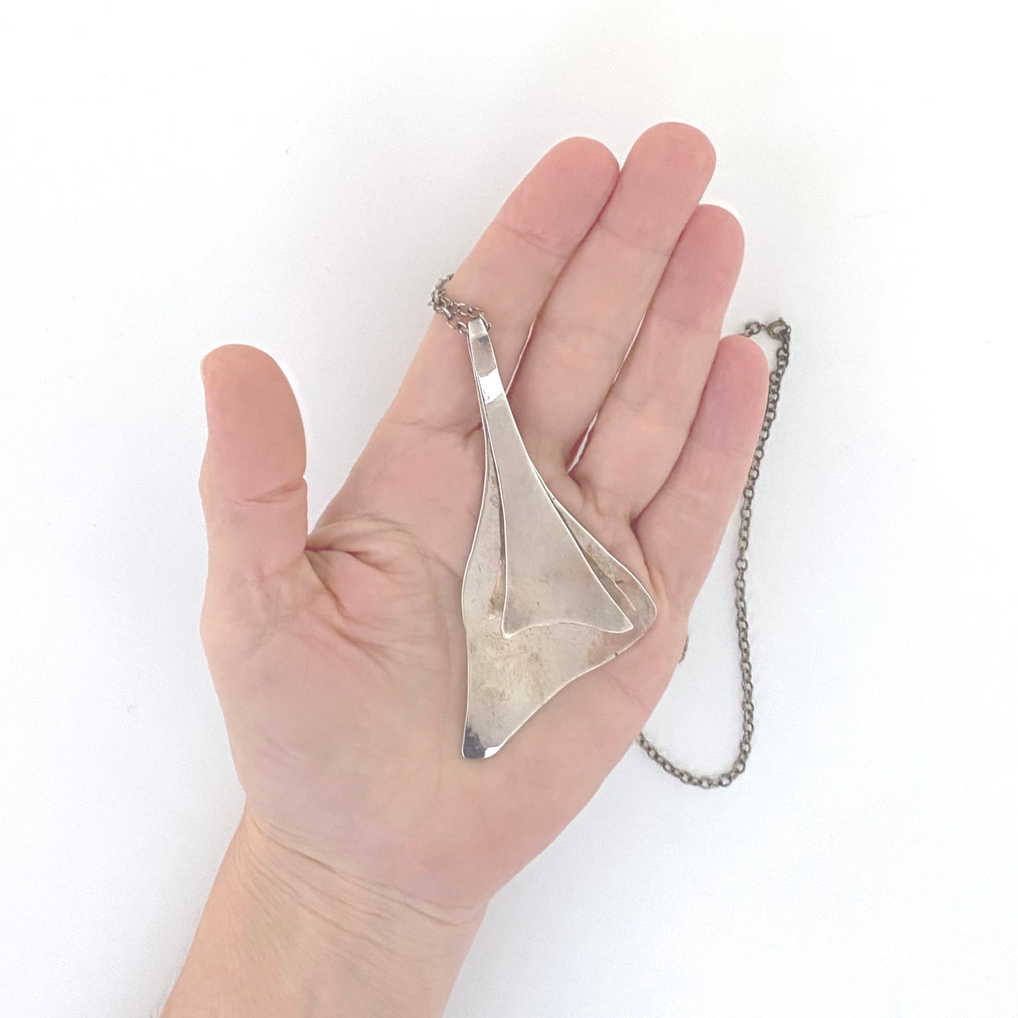 scale Erik Dennung Buch and Deichmann Denmark vintage sterling silver extra large pendant Scandinavian Modernist jewelry design