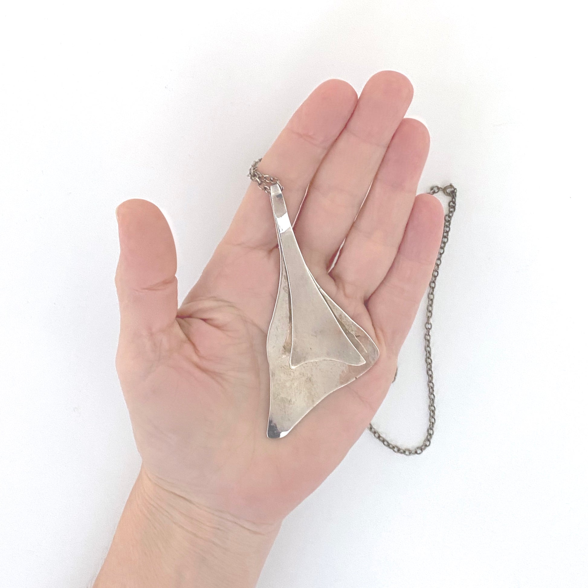 scale Erik Dennung Buch and Deichmann Denmark vintage sterling silver extra large pendant Scandinavian Modernist jewelry design