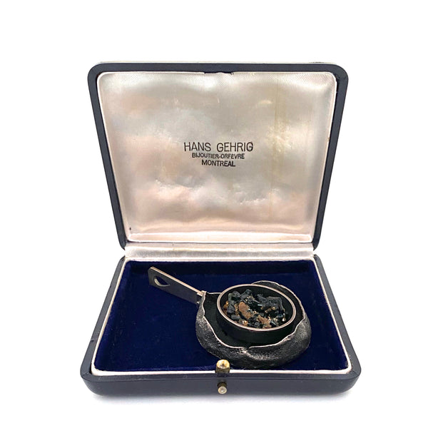 Hans Gehrig large textured silver & blue tourmaline pendant ~ original box