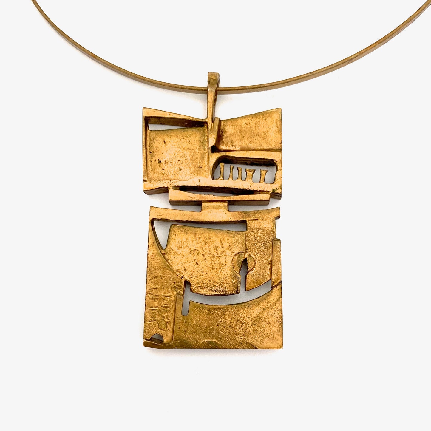 Jorma Laine sculptural bronze pendant choker necklace