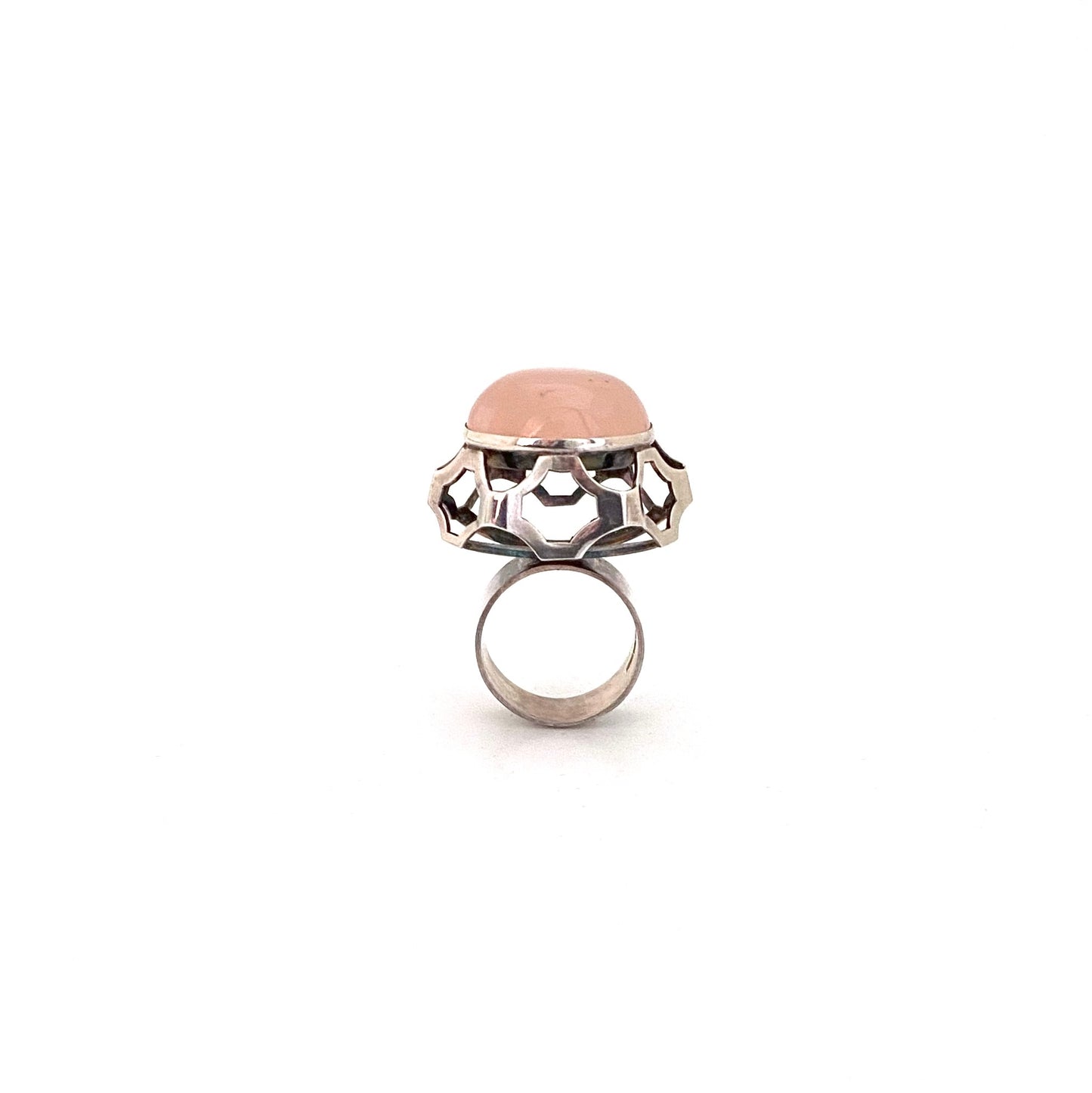 profile Kultaseppa Salovaara Finland vintage silver rose quartz large ring Scandinavian Modernist jewelry design