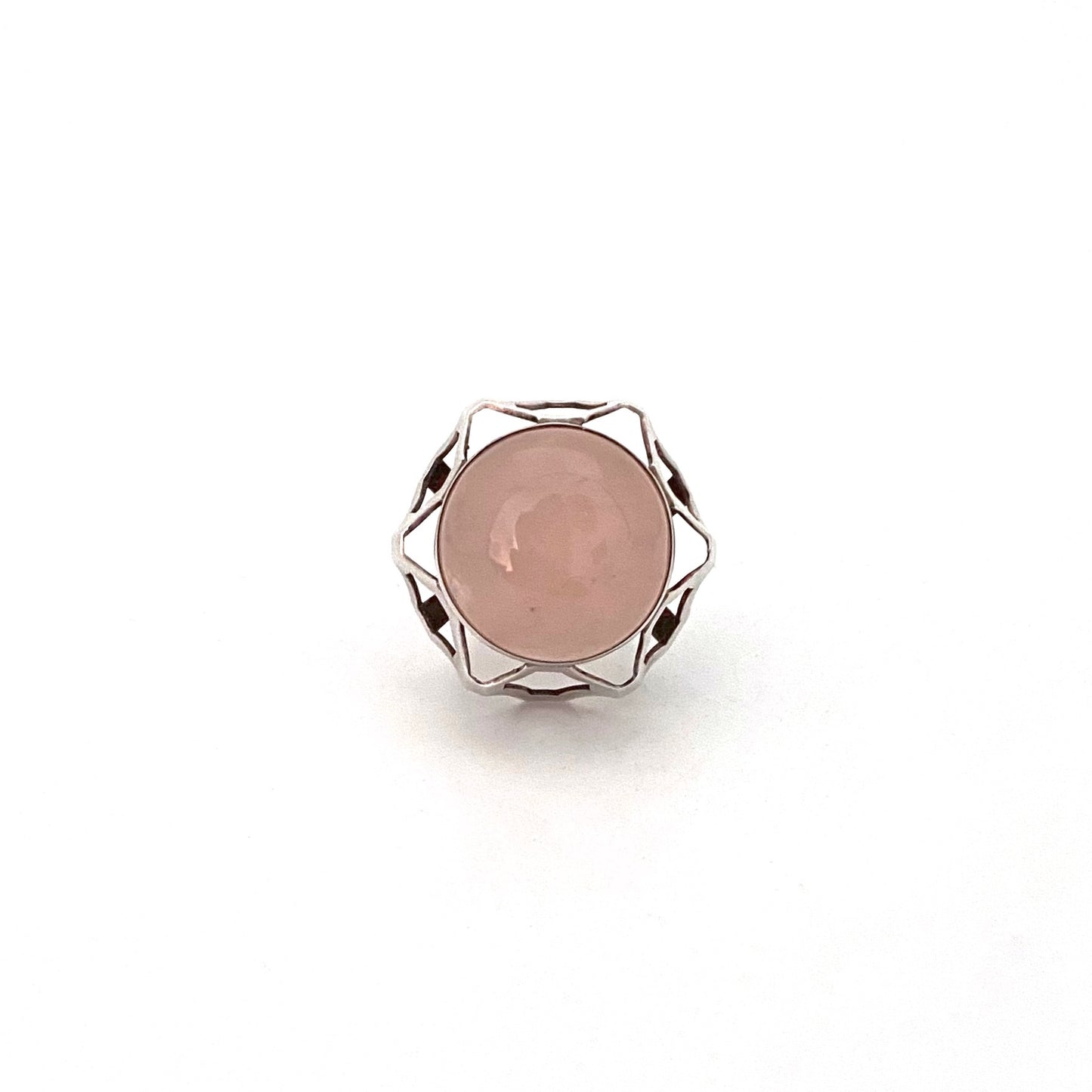 Salovaara large silver & rose quartz ring ~ 1972