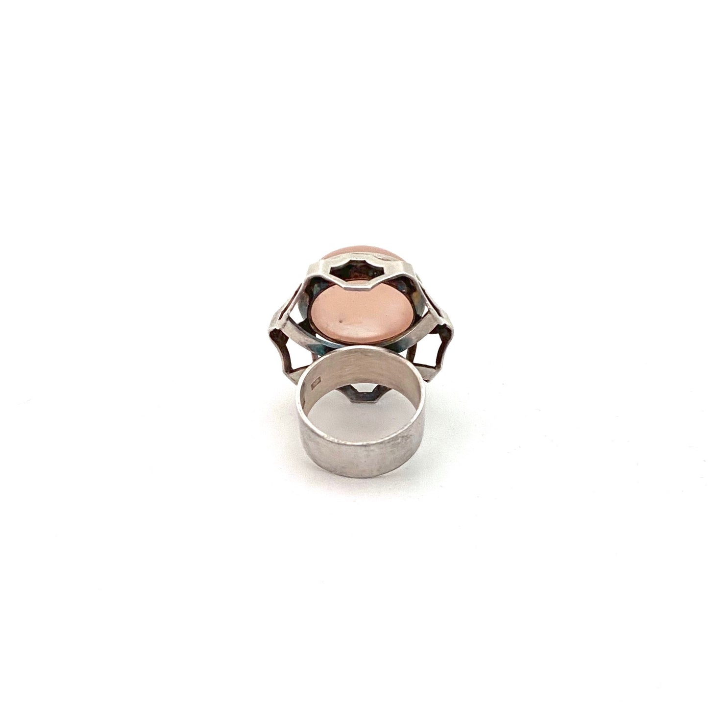 Salovaara large silver & rose quartz ring ~ 1972