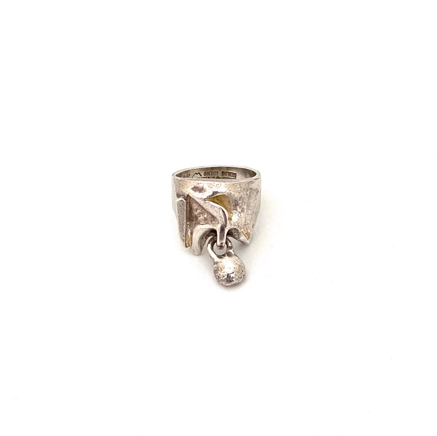 detail Lapponia Finland vintage silver kinetic Aria ring Bjorn Weckstrom 1971 Scandinavian Modernist jewelry design