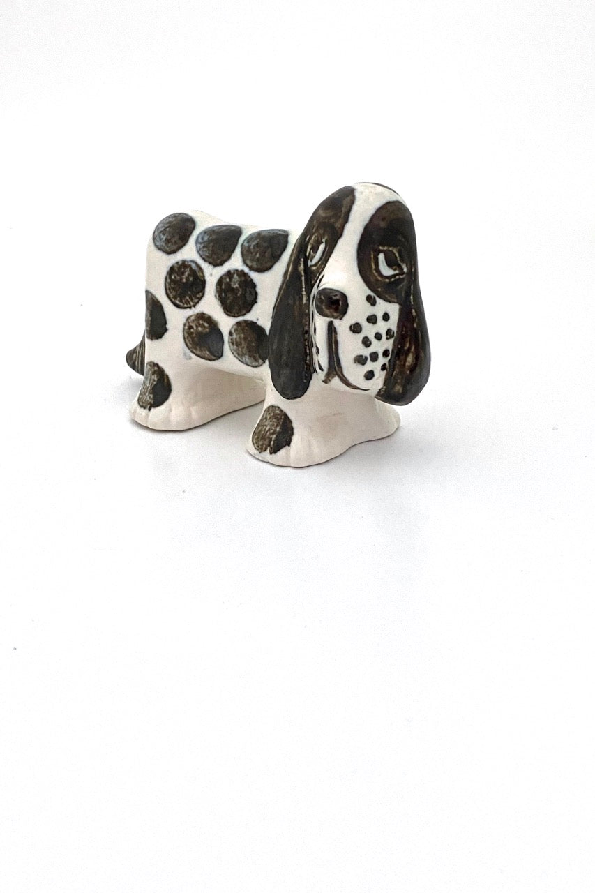 Lisa Larson Gustavsberg Sweden vintage ceramic Sleepy Spotted Spaniel dog Kennel 1972 series