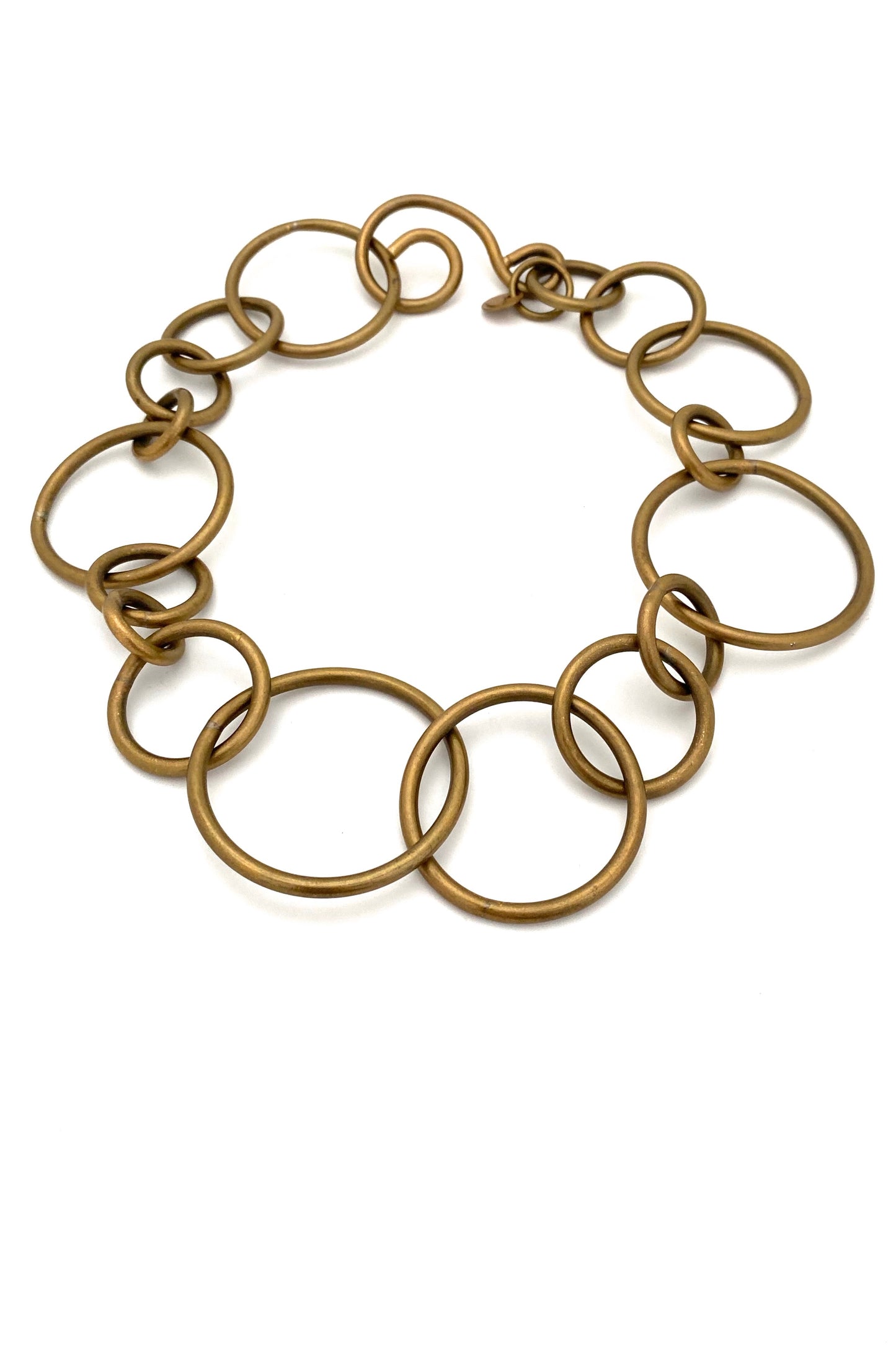 Martha Sturdy Canada vintage brass large circle link postmodern chain necklace Canadian jewelry design