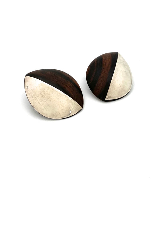 Monies Denmark vintage silver wood large clip earrings
