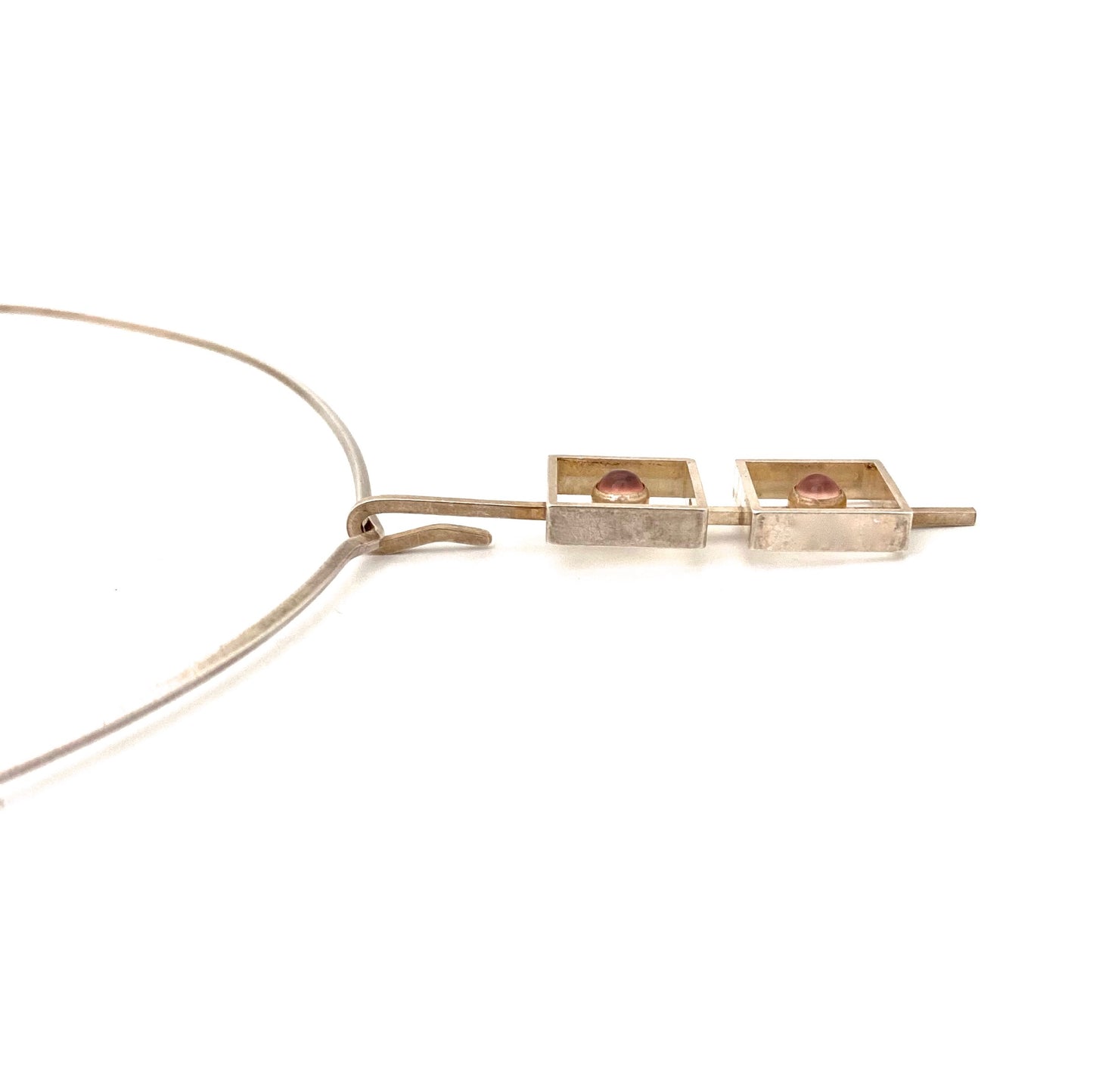 profile Niels Erik NE From Denmark vintage silver rose quartz choker necklace Scandinavian Modernist jewelry design