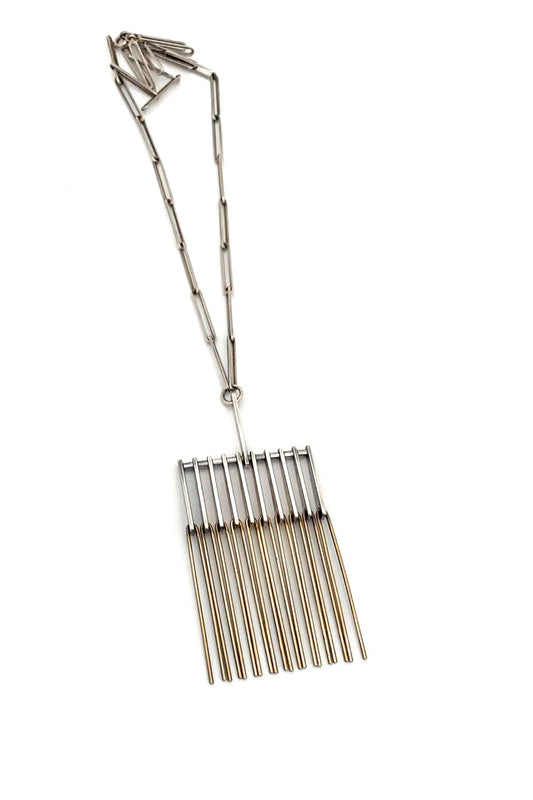 Niels Erik From Denmark vintage silver large fringe necklace Svandinavian Modernist jewelry design