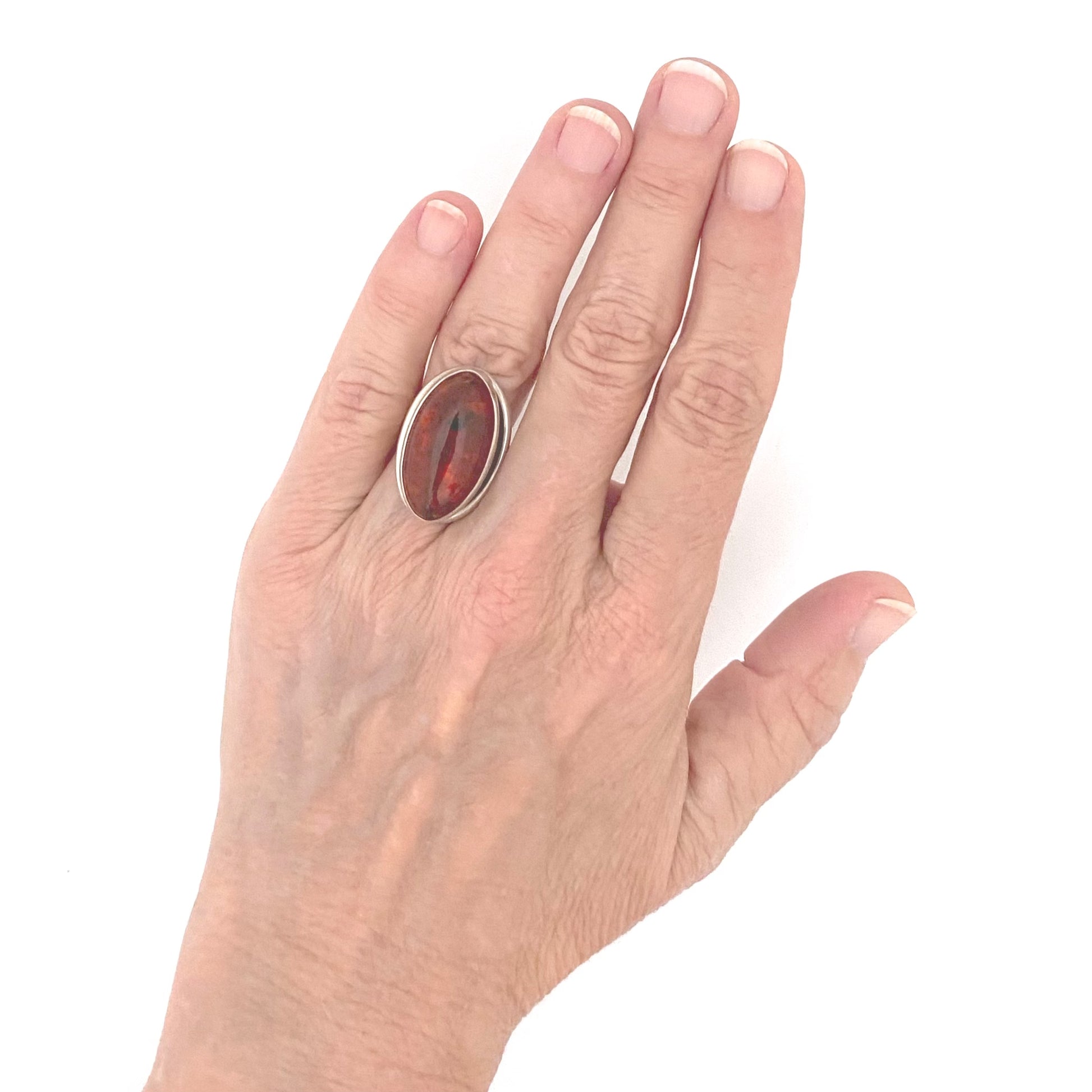 scale Niels From Denmark vintage silver amber large ring Scandinavian Modernist jewelry design