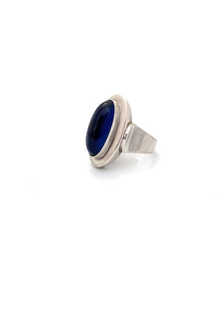 Niels Erik NE From Denmark vintage silver large blue ring Scandinavian Modernist jewelry design