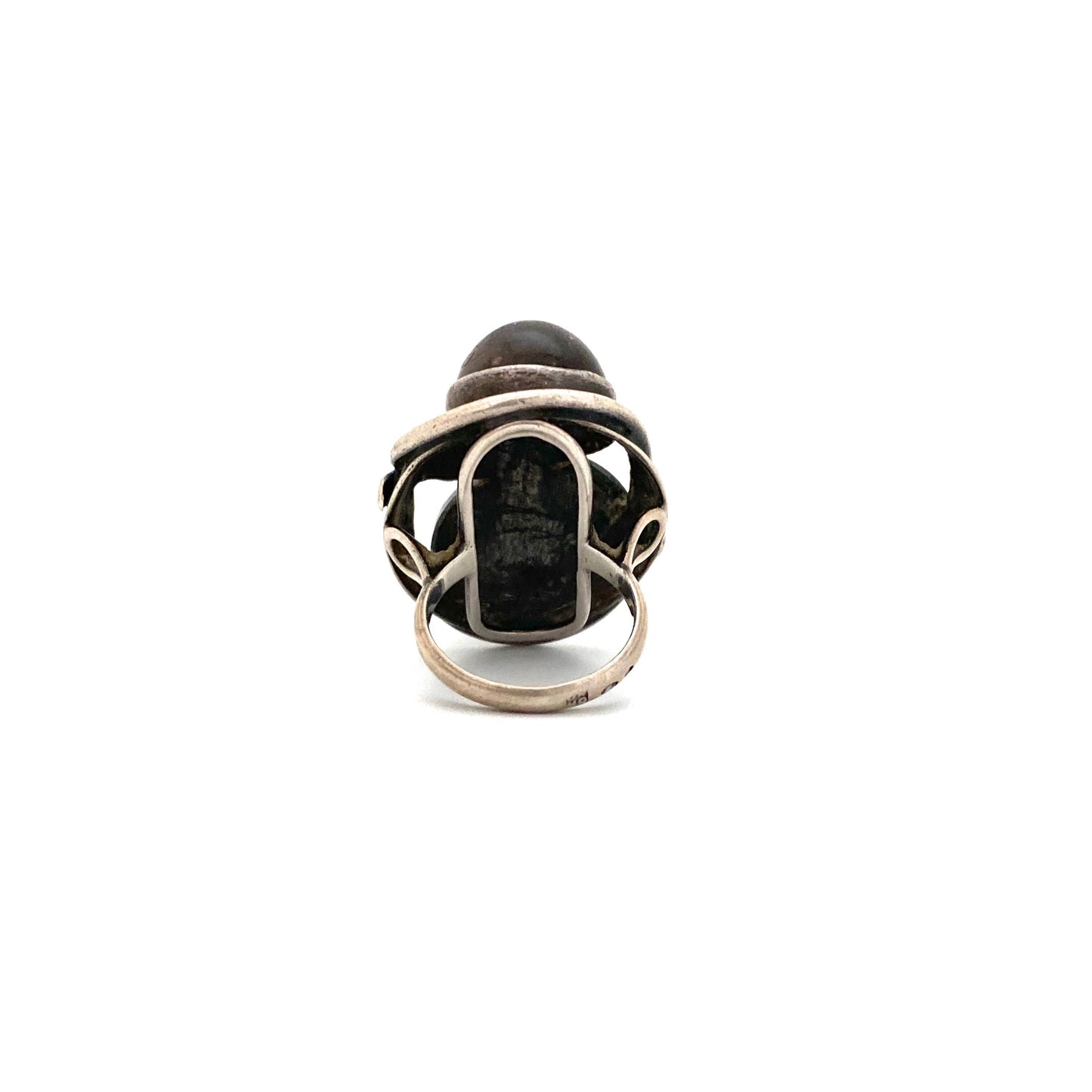 ORNO extra large silver & ironstone cabochon ring