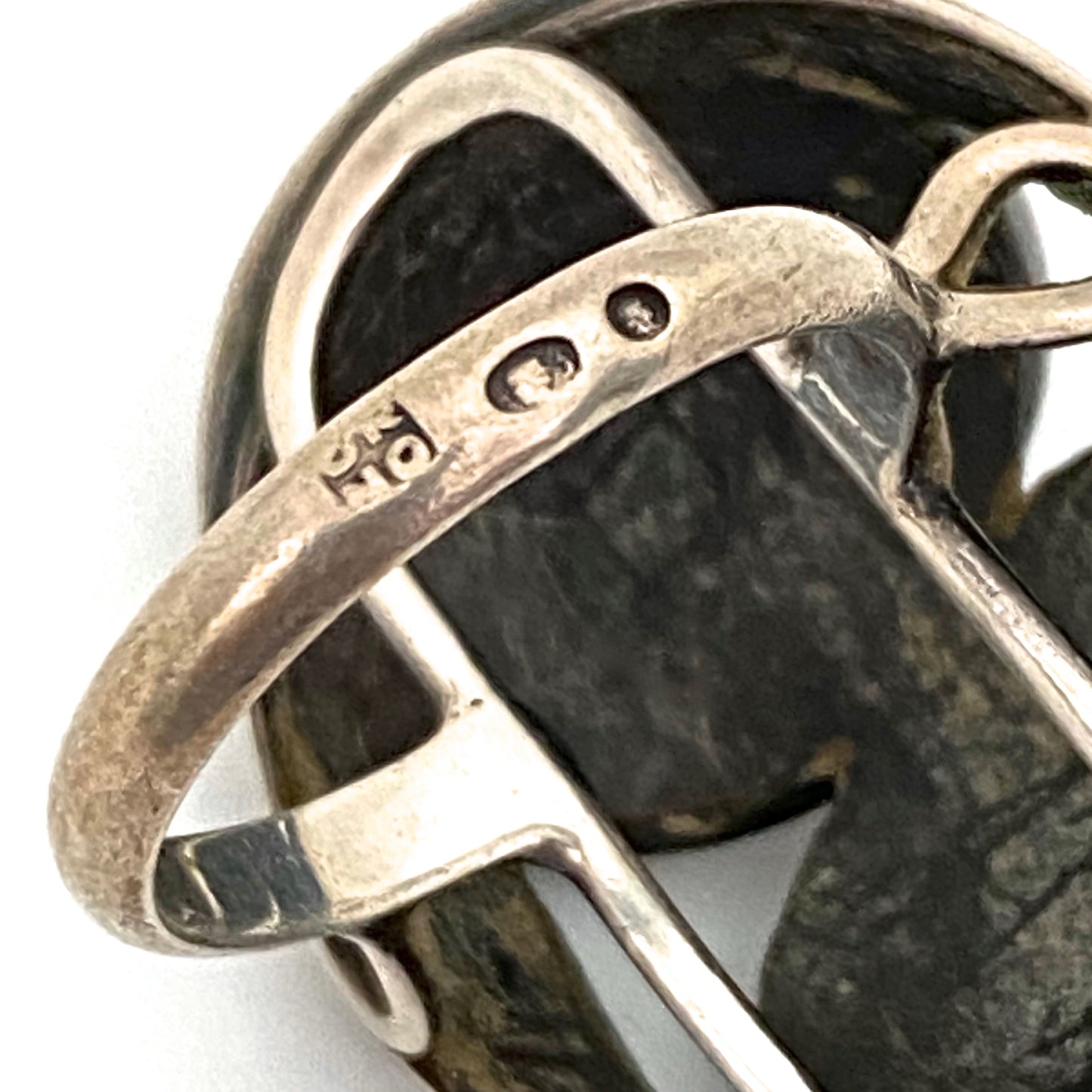 ORNO extra large silver & ironstone cabochon ring