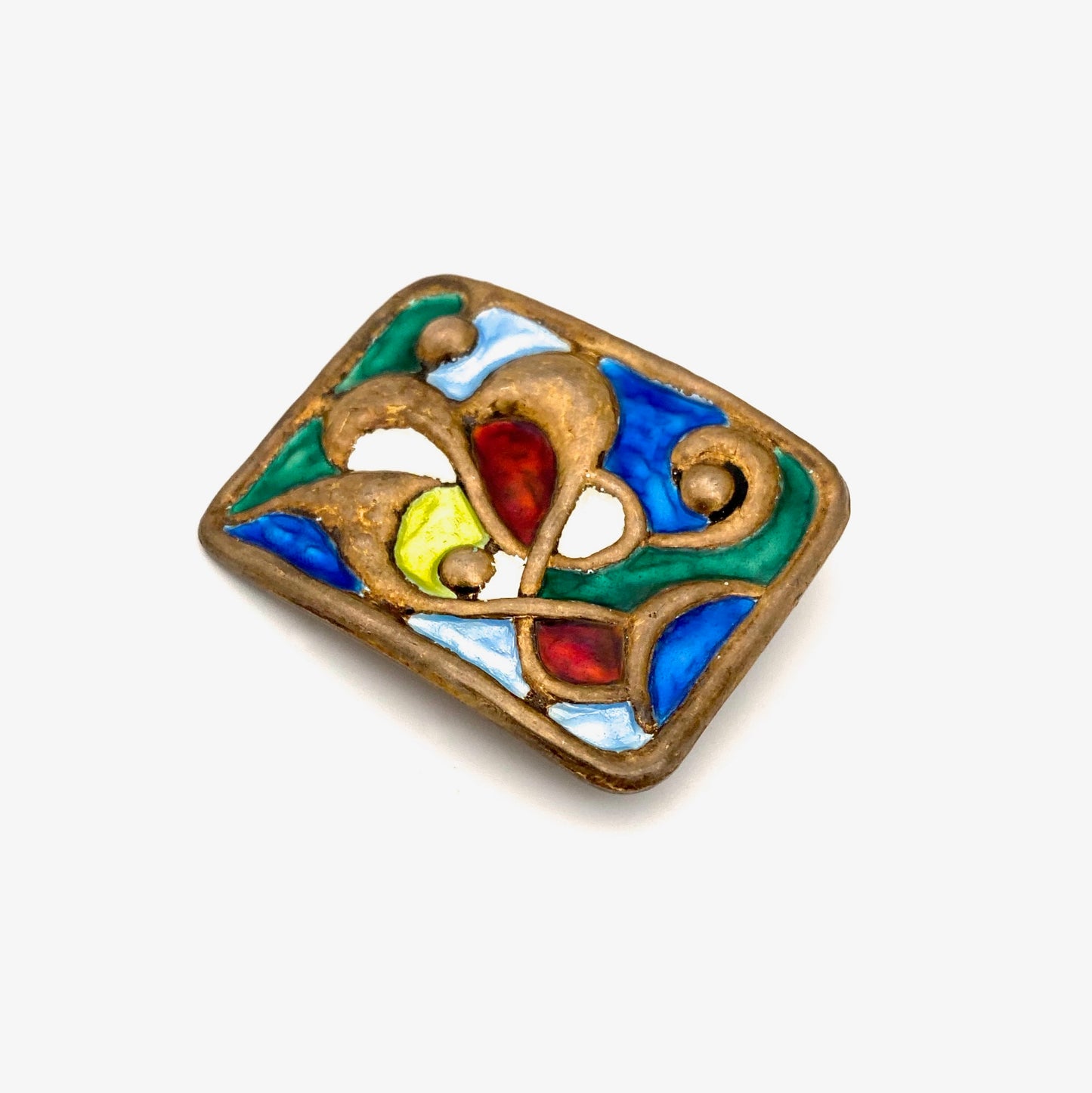 Oystein Balle silver gilt & enamel abstract brooch