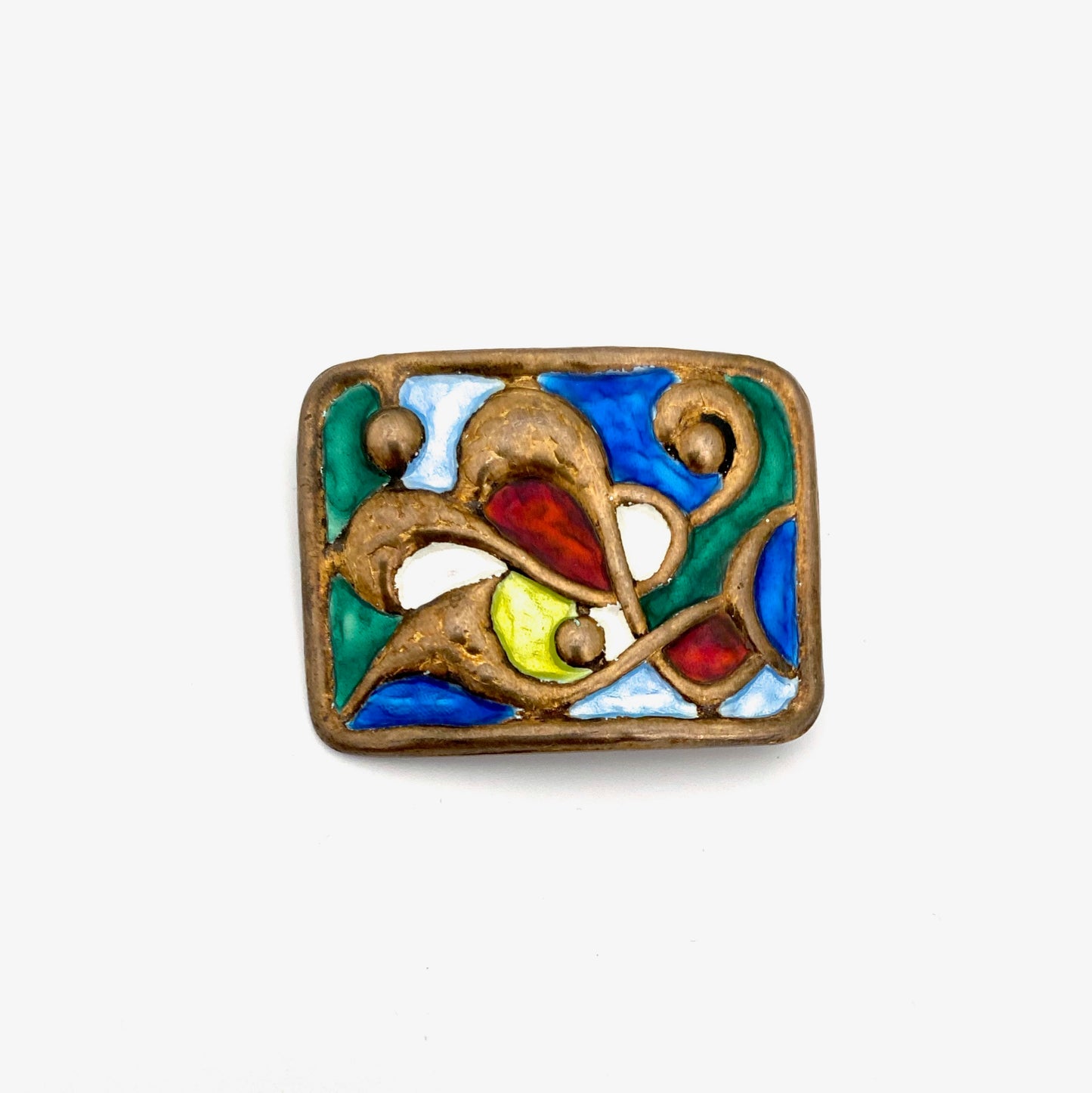 detail Oystein Balle Norway vintage silver gilt enamel abstract brooch Scandinavian Modernist jewelry design
