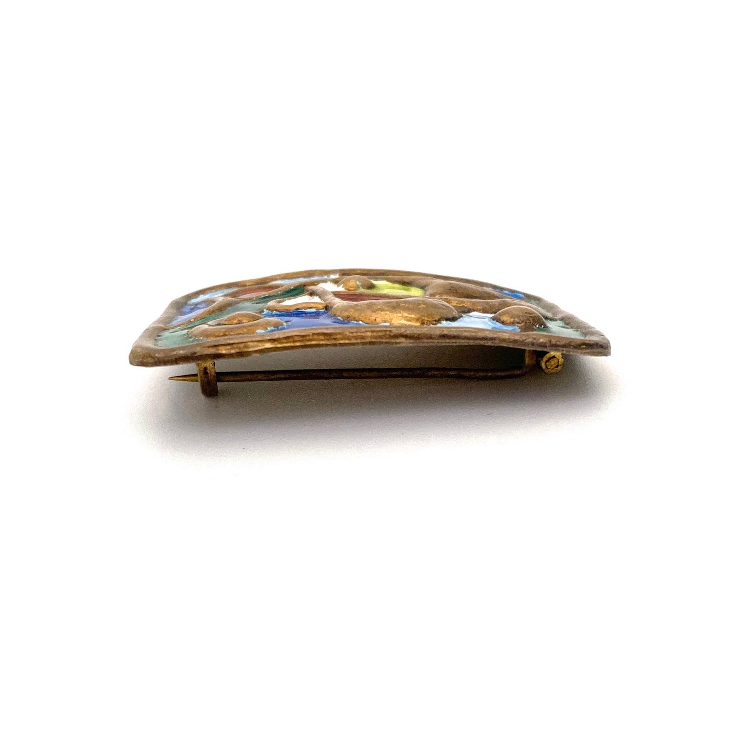 Oystein Balle silver gilt & enamel abstract brooch