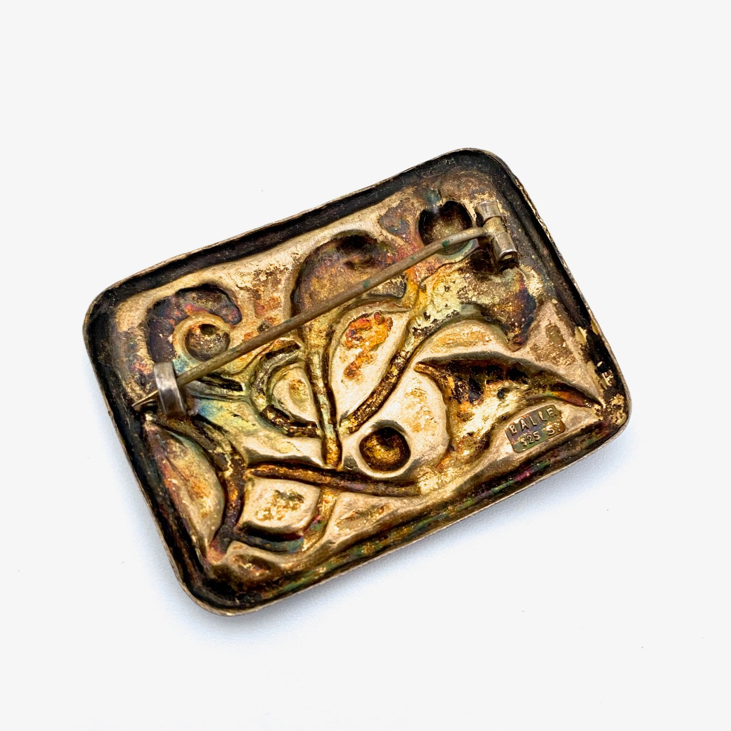 Oystein Balle silver gilt & enamel abstract brooch