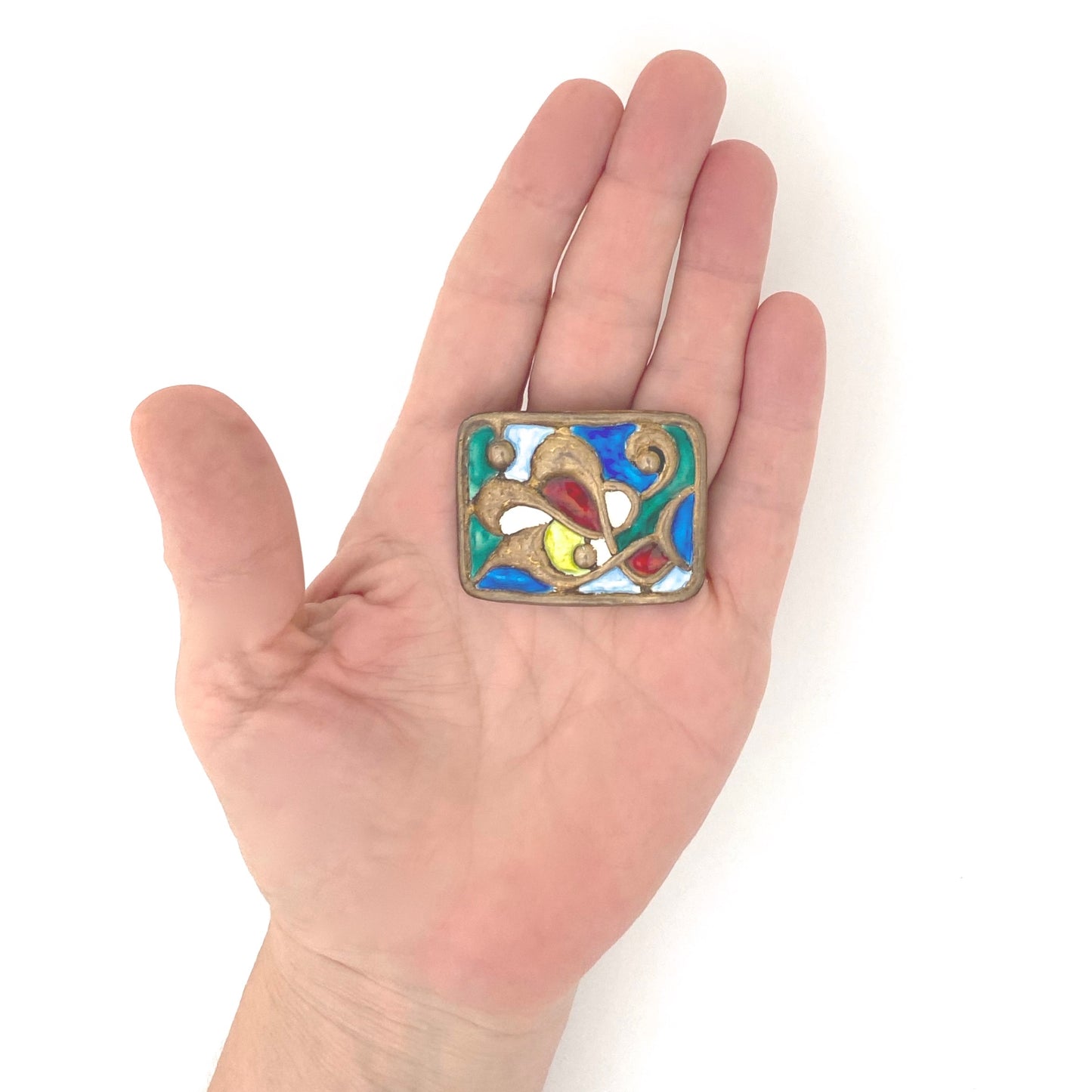 scale Oystein Balle Norway vintage silver gilt enamel abstract brooch Scandinavian Modernist jewelry design