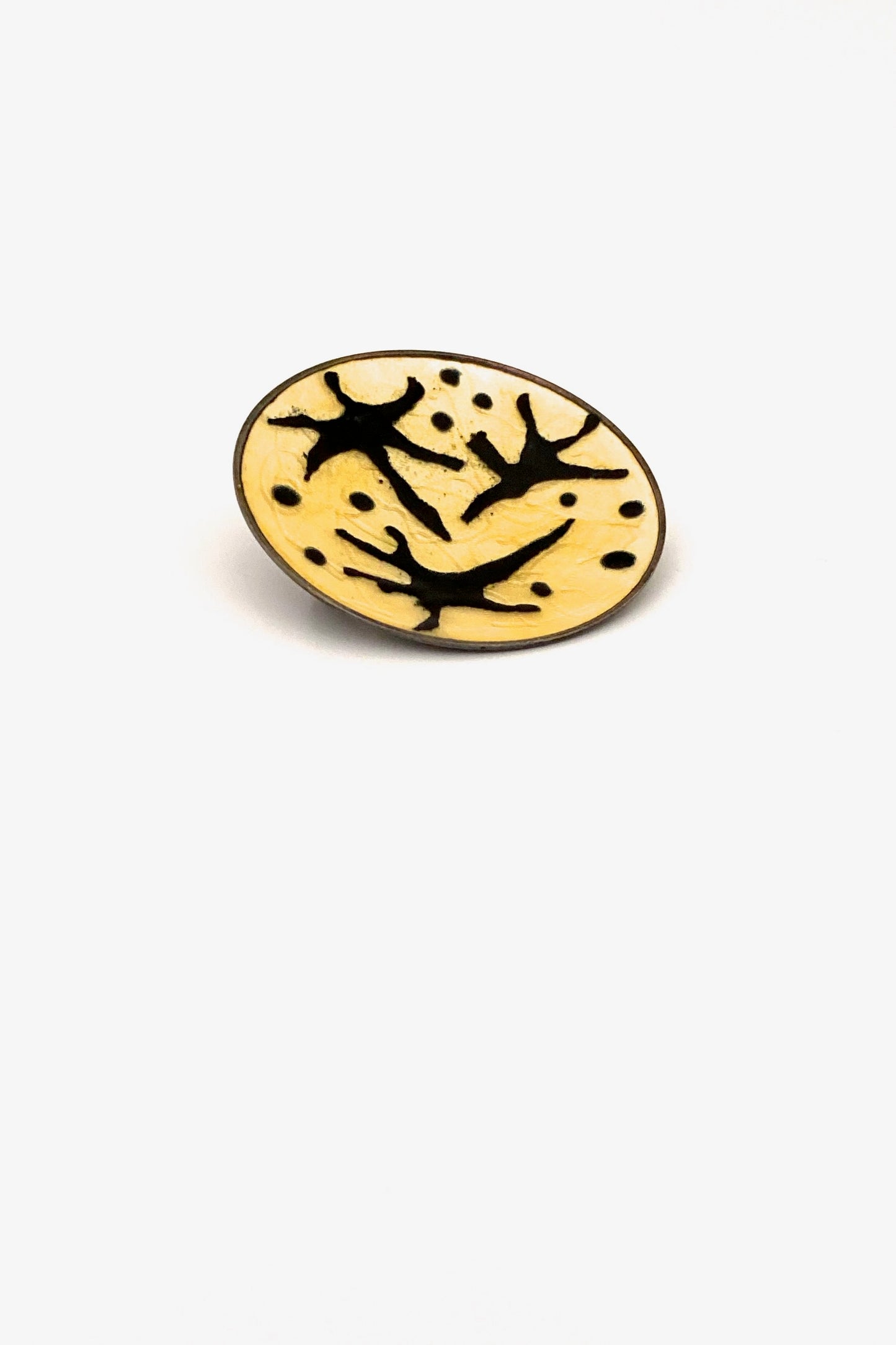 Oystein Balle Norway vintage silver enamel abstract brooch yellow Scandinavian Modernist jewelry design