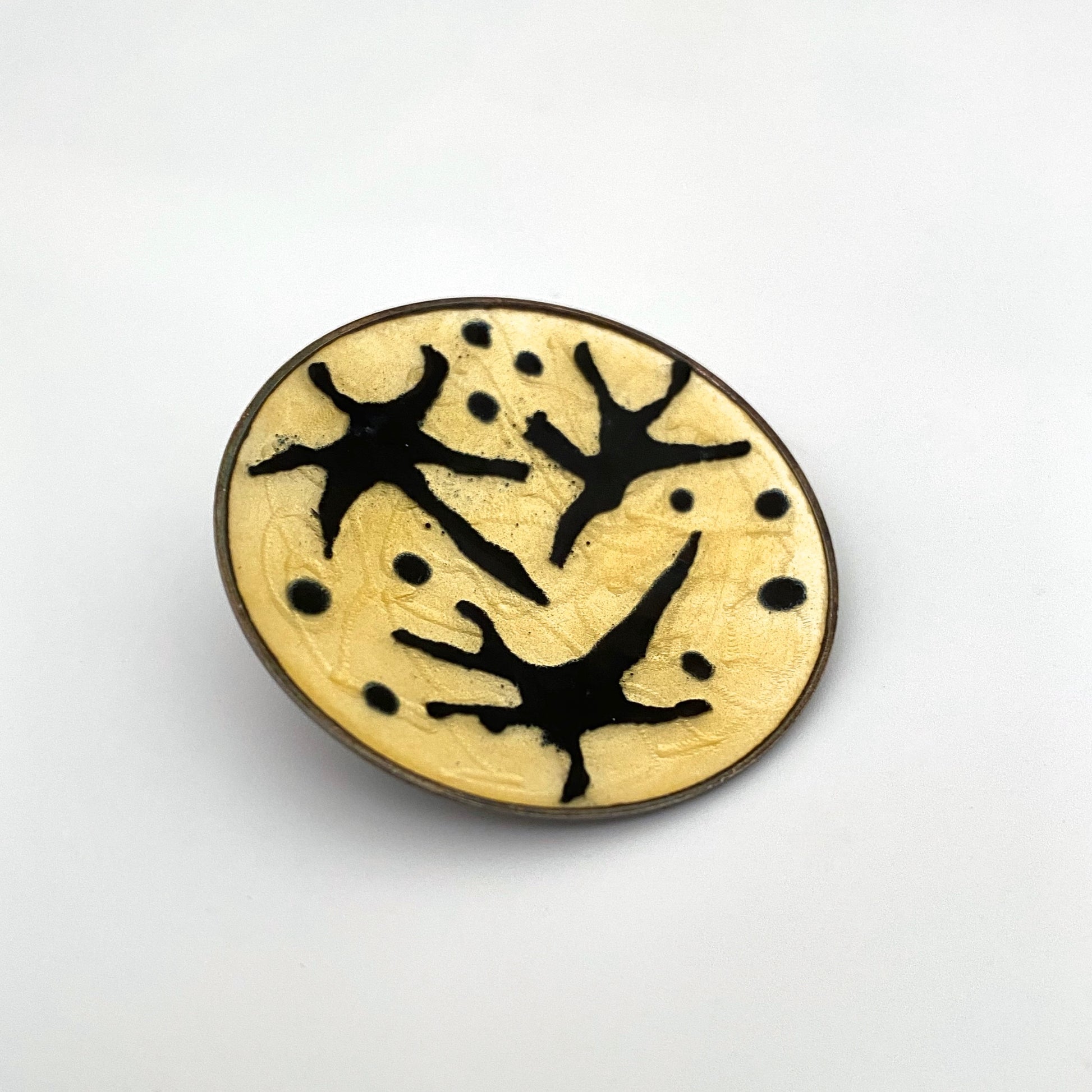 detail Oystein Balle Norway vintage silver enamel abstract brooch yellow Scandinavian Modernist jewelry design