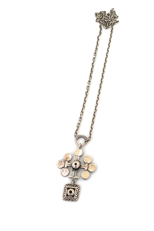 Pentti Sarpaneva Finland Turun Hopea vintage 830 silver kinetic pendant necklace Scandinavian jewelry design