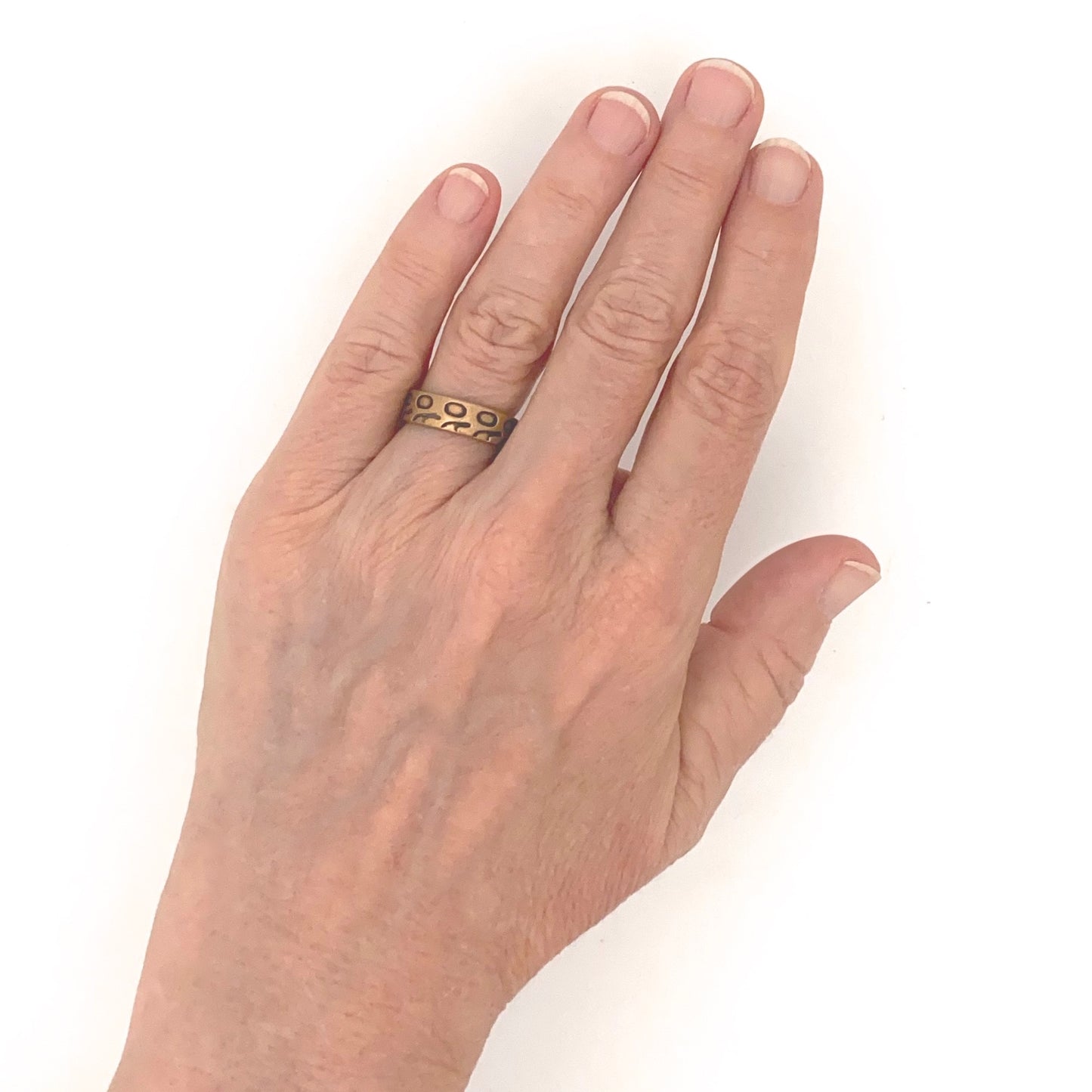 scale Pentti Sarpaneva Finland vintage bronze band ring Scandinavian Modernist jewelry design