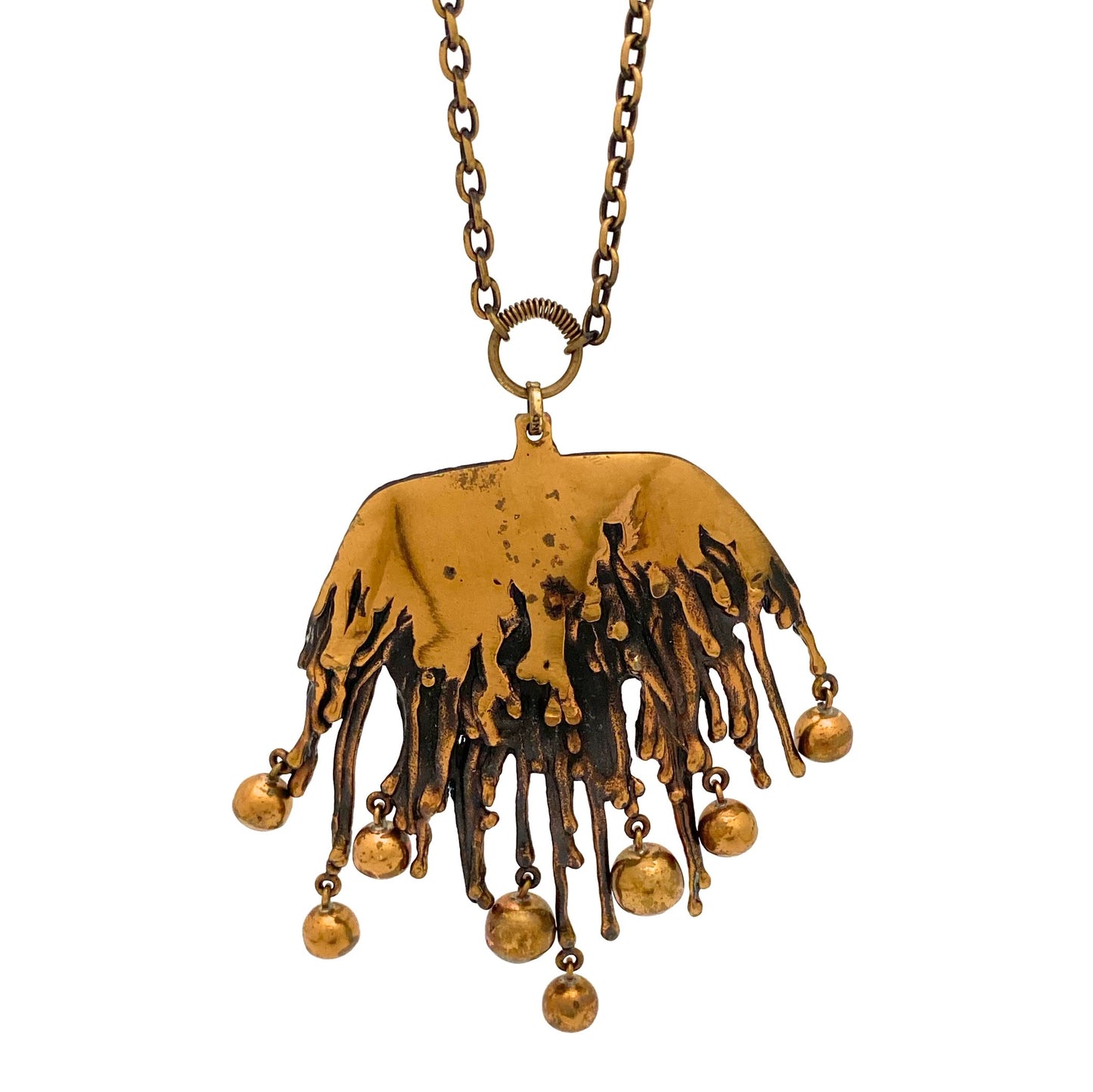 Pentti Sarpaneva bronze kinetic fringe pendant necklace ~ large version