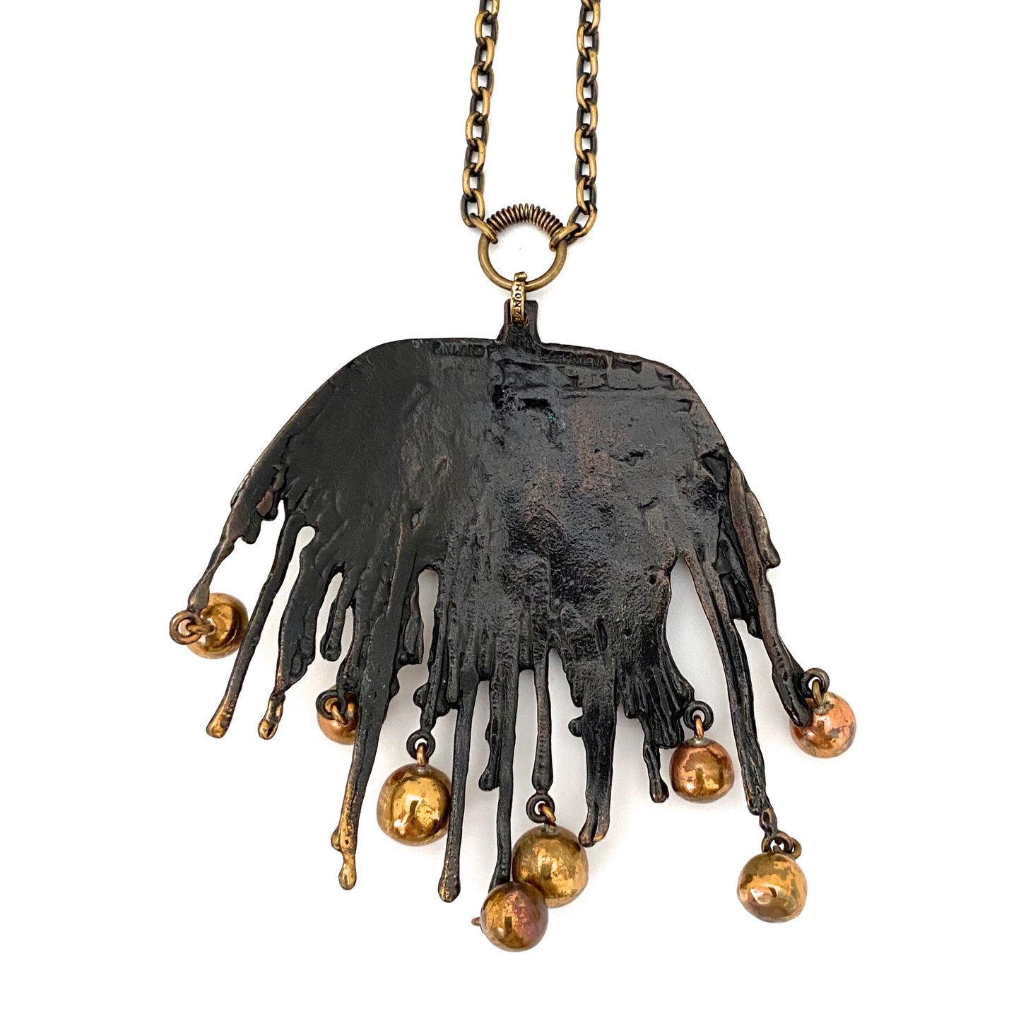 Pentti Sarpaneva bronze kinetic fringe pendant necklace ~ large version