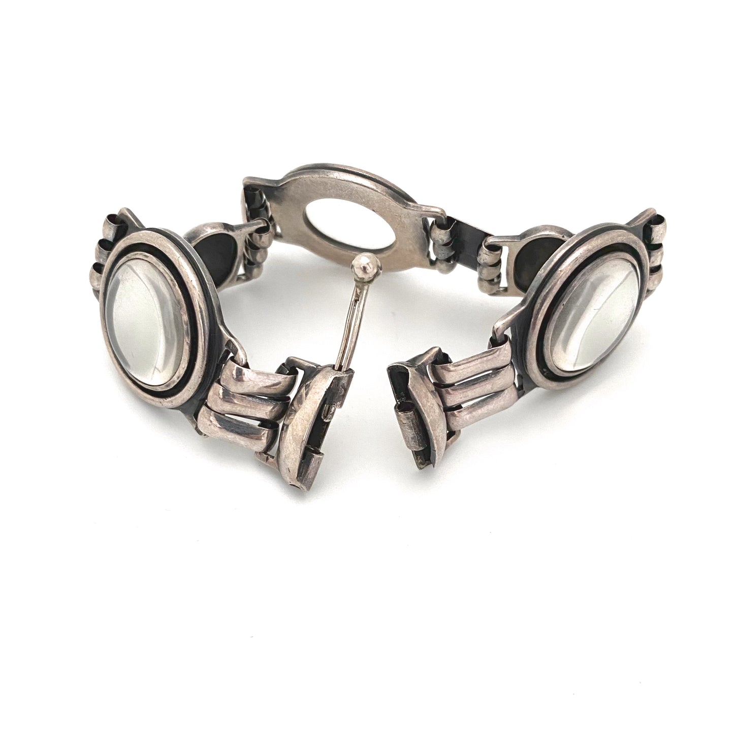 silver & rock crystal panel link bracelet ~ Poland