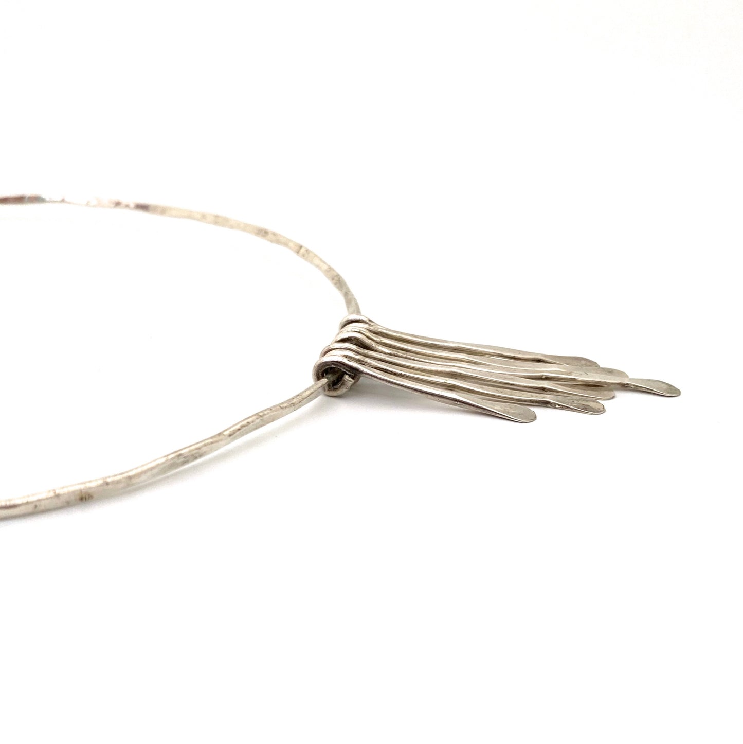 profile Rafael Alfandary Canada vintage sterling silver fringe choker necklace Canadian Modernist jewelry design