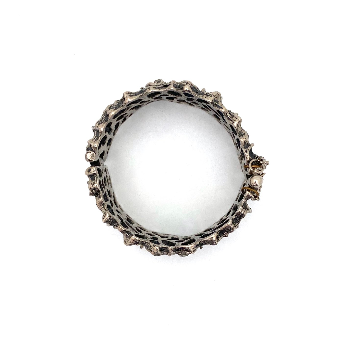 Robert Larin brutalist pewter hinged openwork bracelet