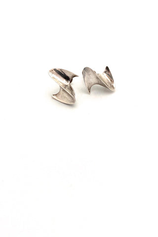 Ronald Hayes Pearson USA vintage silver sculptural earrings American Modernist jewelry design