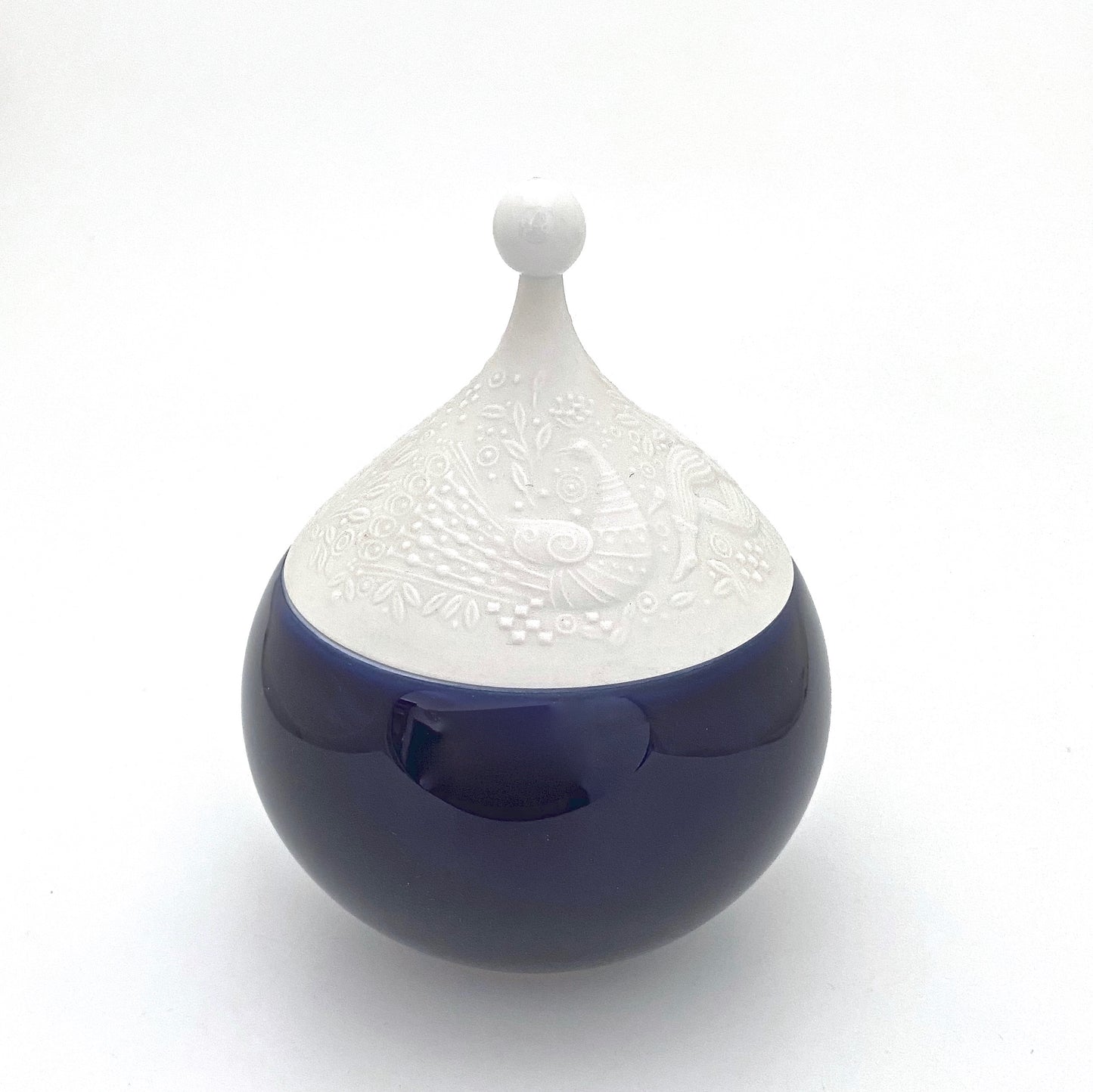 bird detail Rosenthal Germany vintage porcelain Magic Flute lidded jar Bjorn Wiinblad mid century modern design