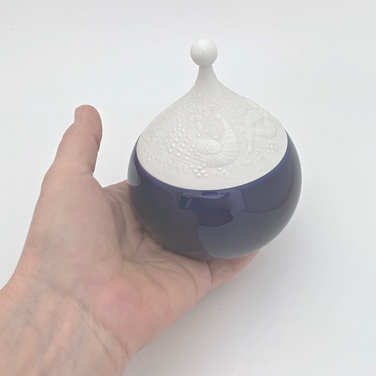 scale Rosenthal Germany vintage porcelain Magic Flute lidded jar Bjorn Wiinblad mid century modern design