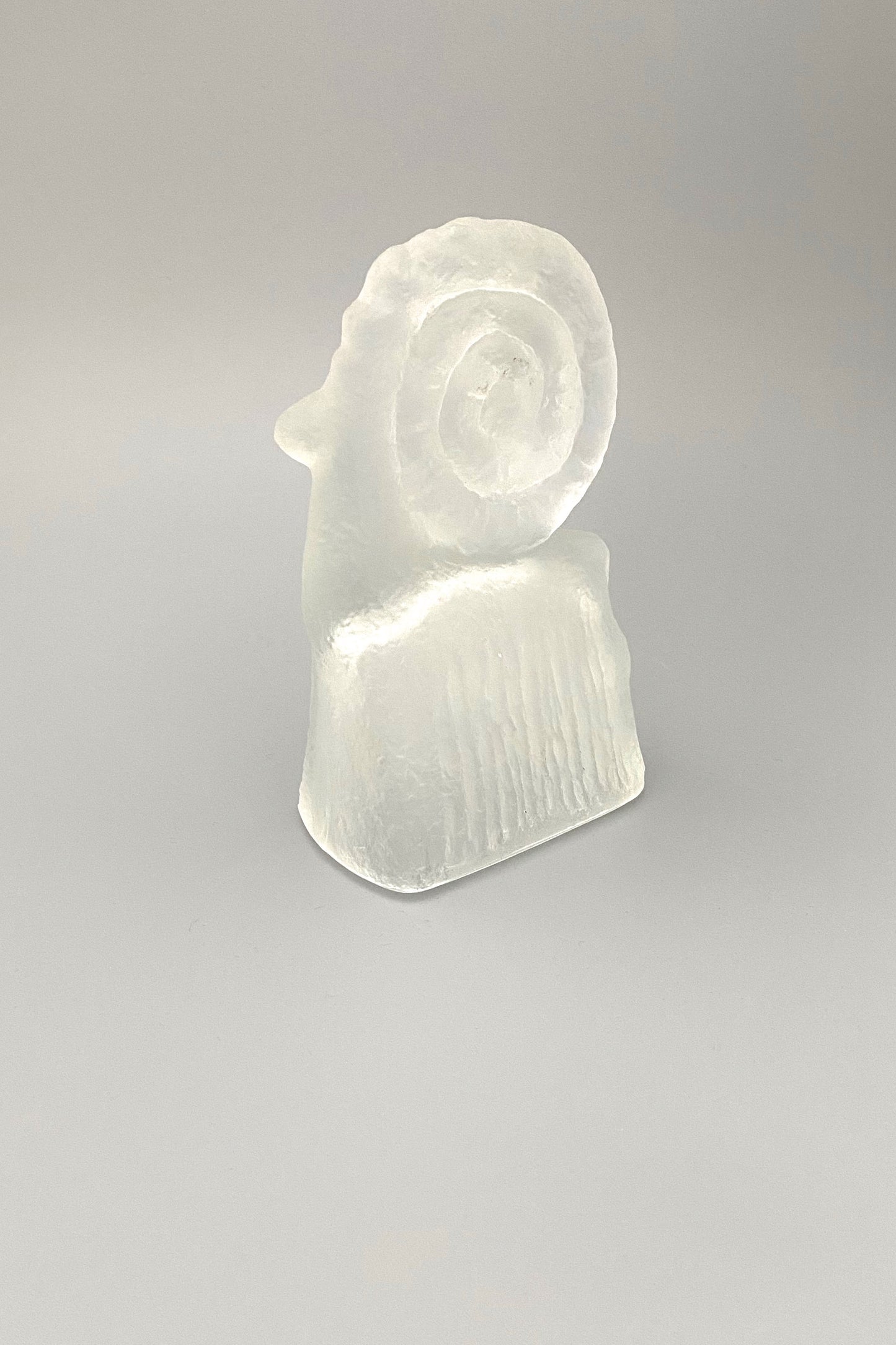 Rudolfova Czechoslovakia vintage matte glass ram Beran sculpture Pavel Panek 1971 midcentury modern design