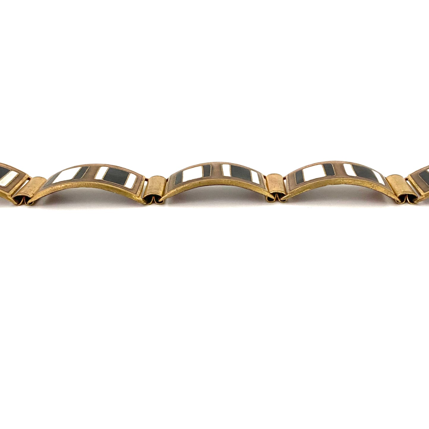 profile Scholz and Lammel Germany vintage matte enamel panel link bracelet 2 Modernist jewelry design