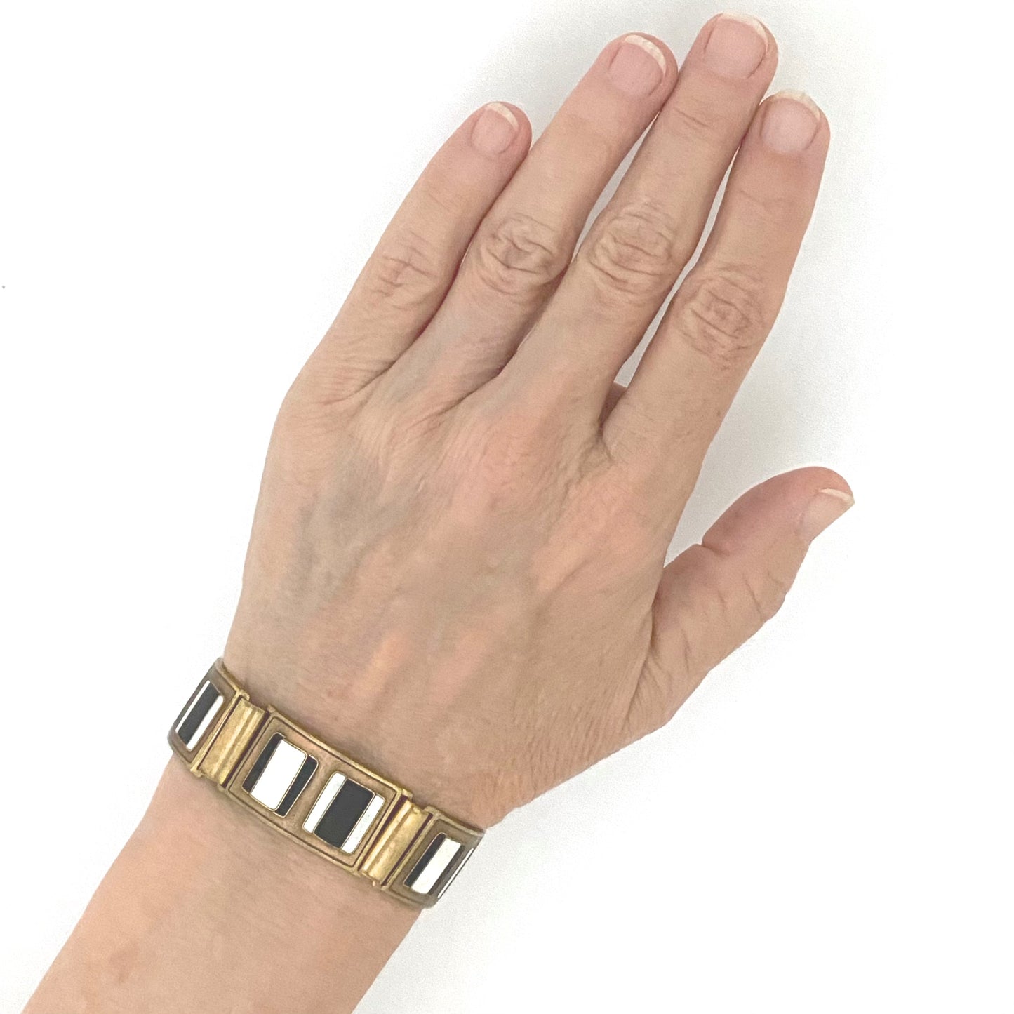 scale Scholz and Lammel Germany vintage matte enamel panel link bracelet 2 Modernist jewelry design