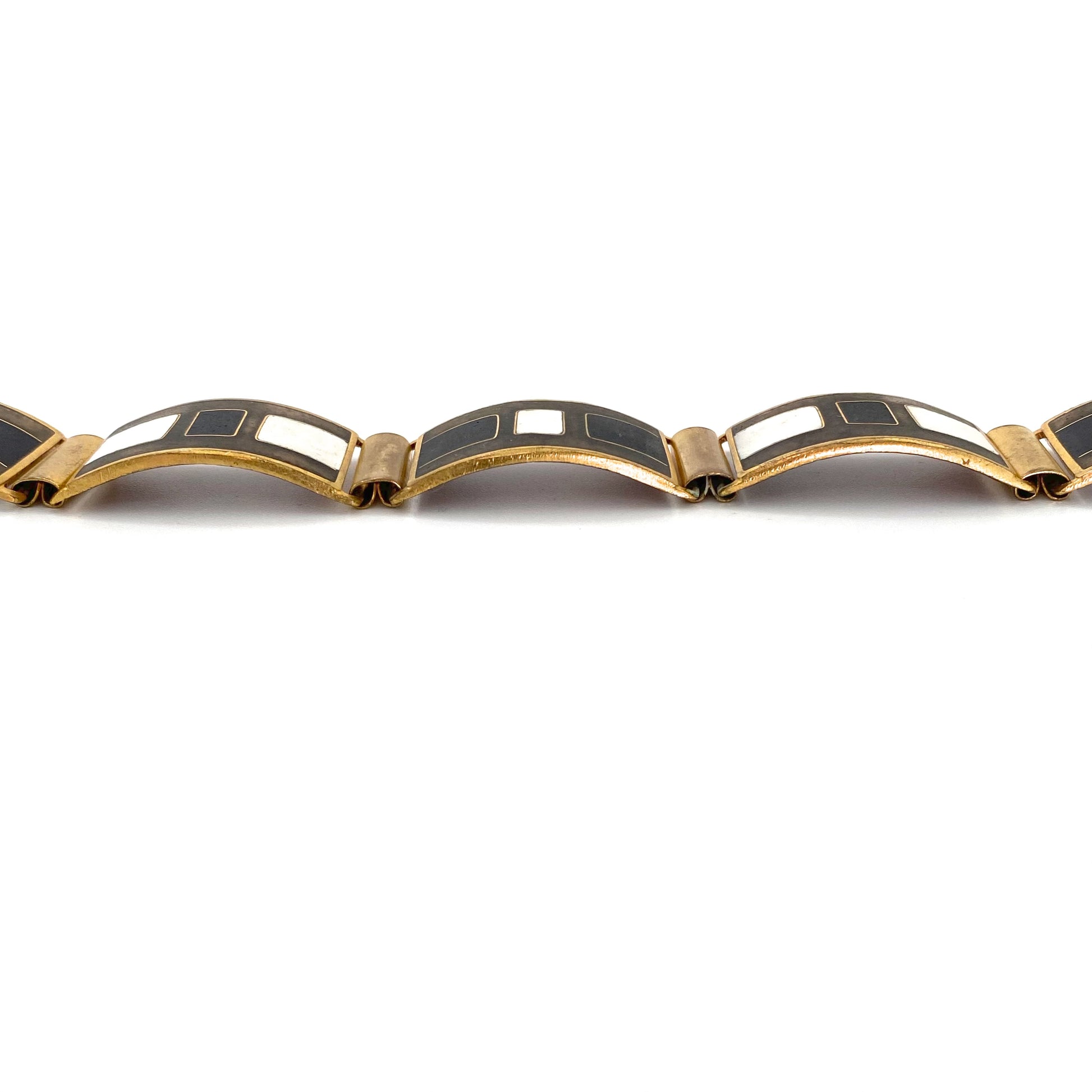 profile Scholz and Lammel Germany vintage matte enamel panel link bracelet Modernist jewelry design