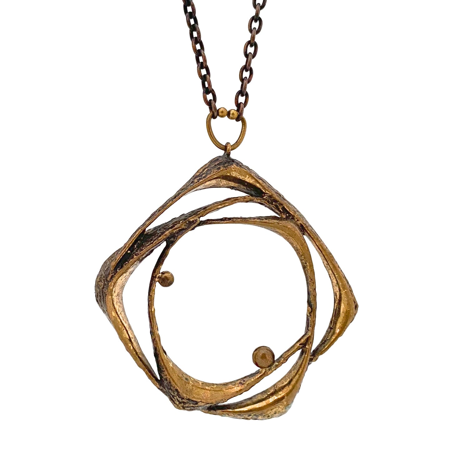 detail Sten and Laine Finland vintage bronze large pendant necklace Scandinavian Modernist jewelry design