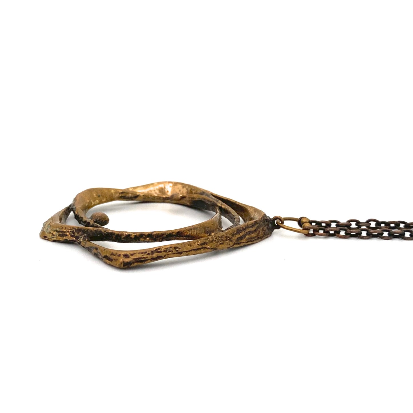 profile Sten and Laine Finland vintage bronze large pendant necklace Scandinavian Modernist jewelry design