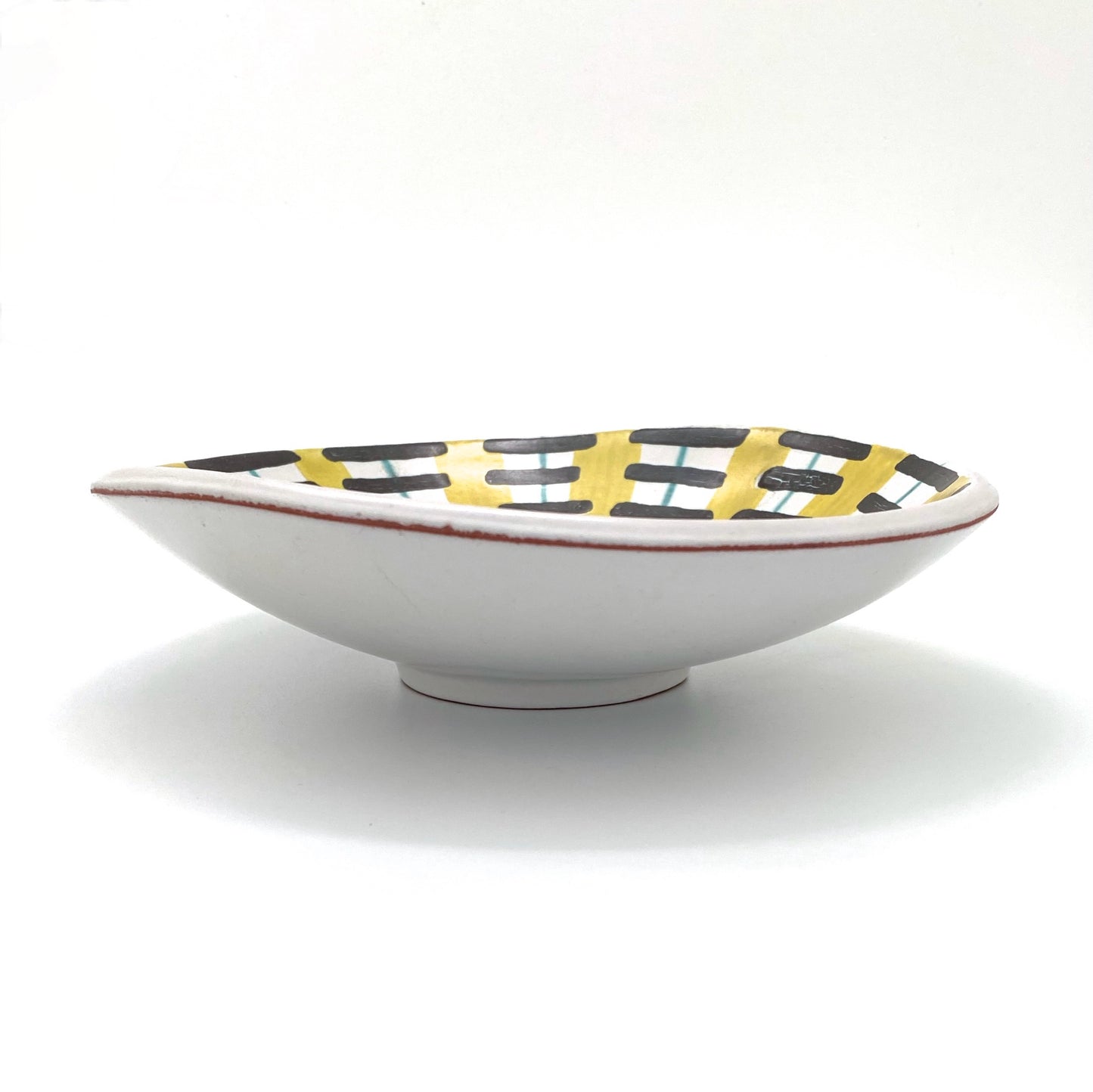 profile Sig Lindberg for Gustavsberg Sweden vintage faience ceramic hand decorated dish mid century modernist design