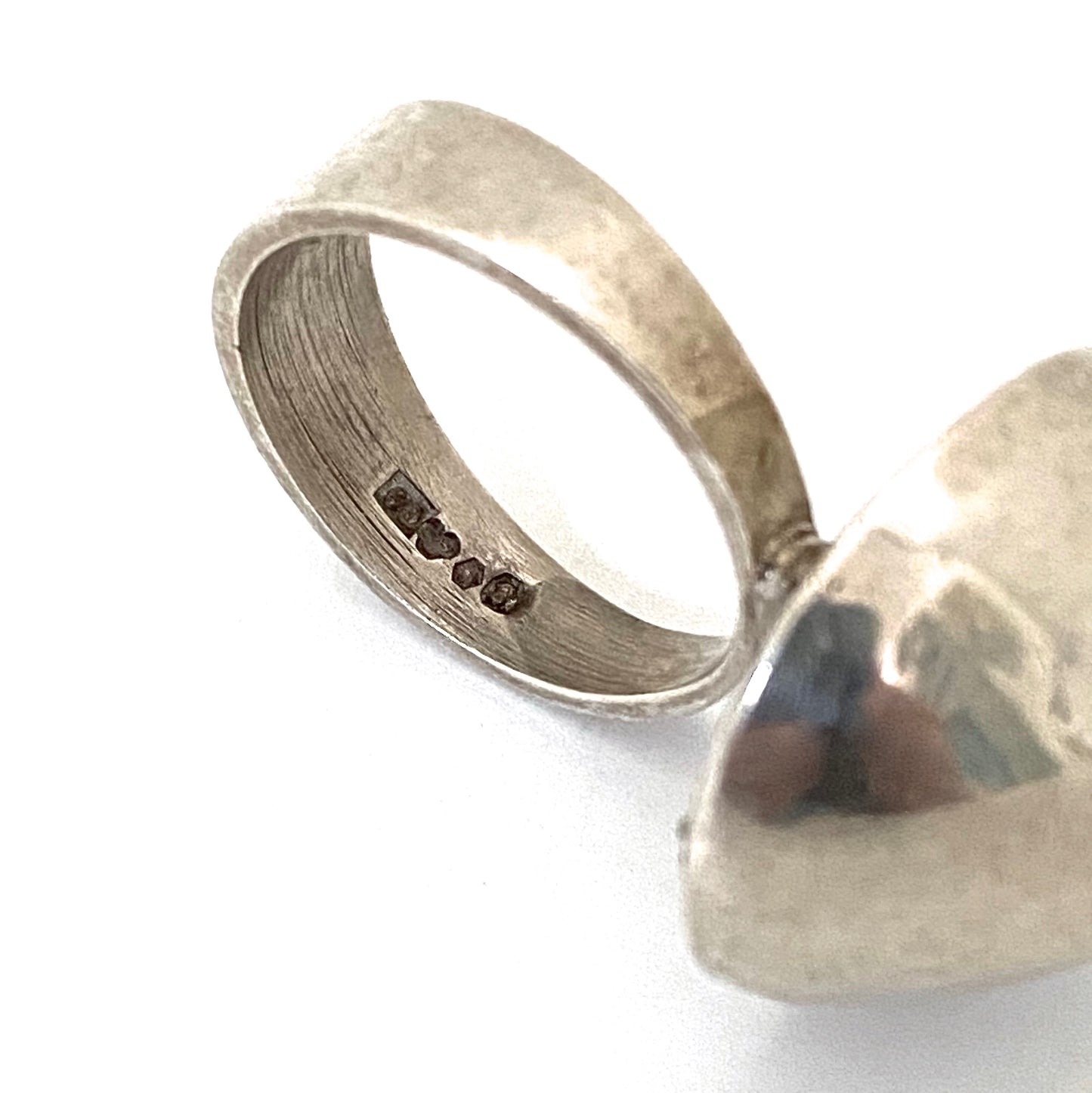 large silver dome ring ~ Sweden 1966