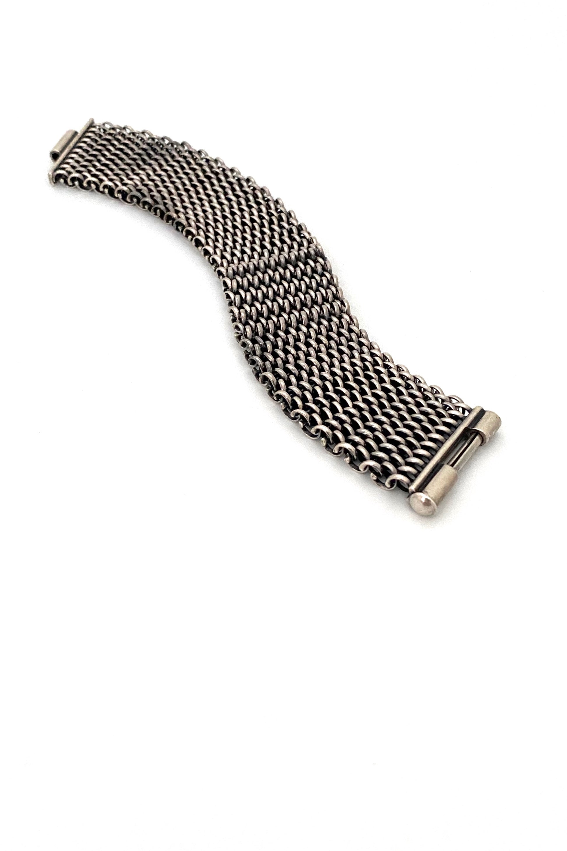 Tomasz Stajszczak Poland wide and heavy silver mesh bracelet Modernist jewelry design