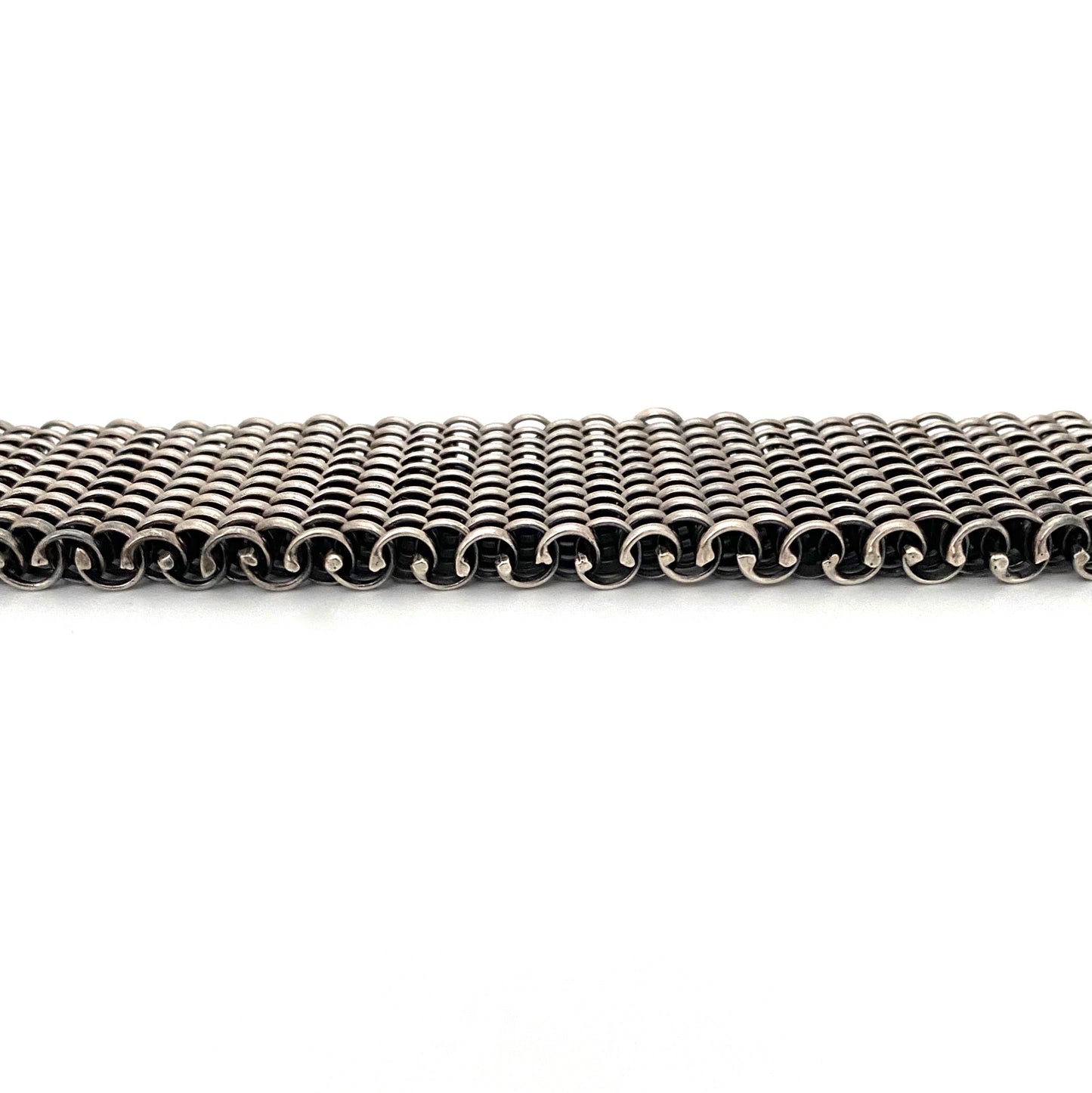 profile Tomasz Stajszczak Poland wide and heavy silver mesh bracelet Modernist jewelry design