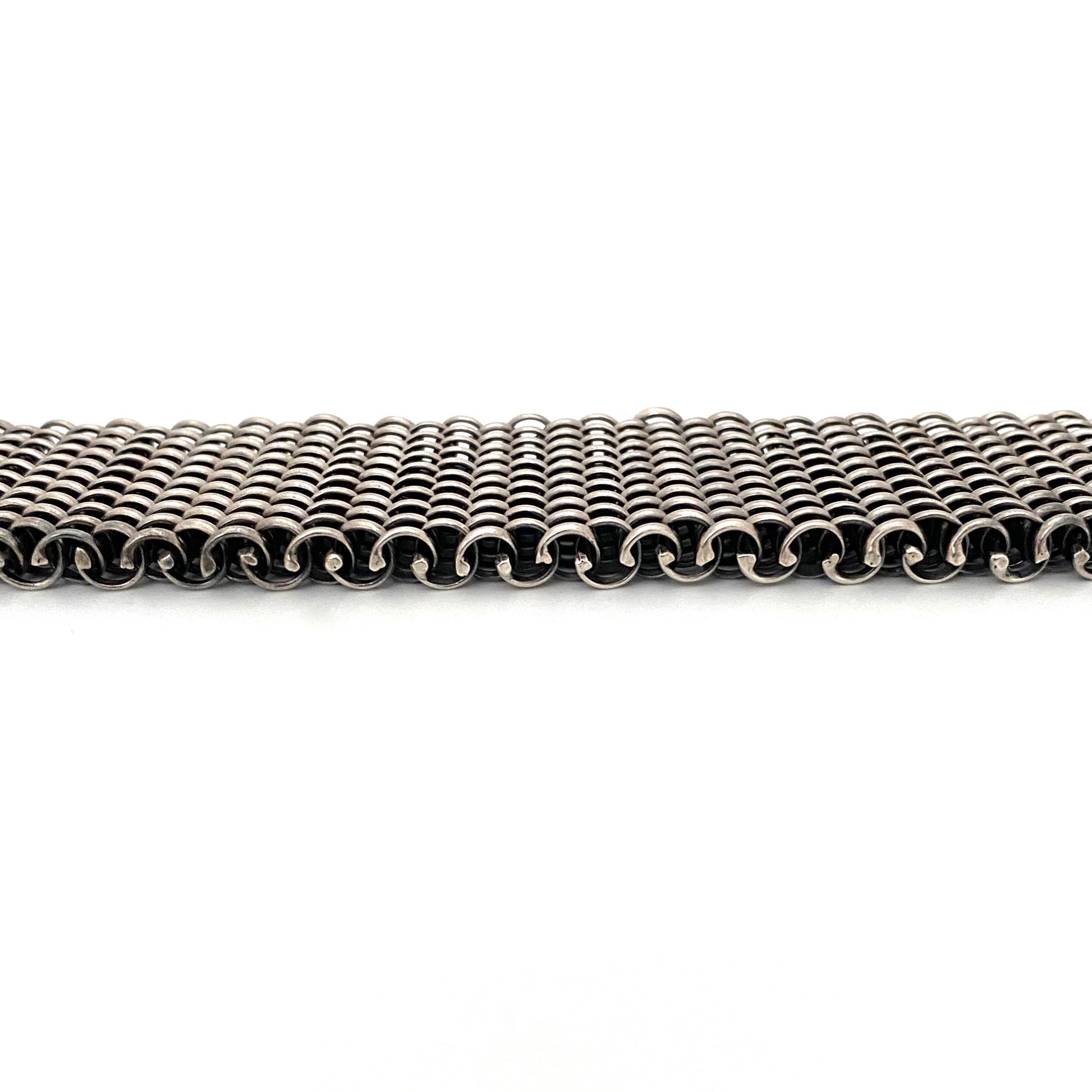 profile Tomasz Stajszczak Poland wide and heavy silver mesh bracelet Modernist jewelry design