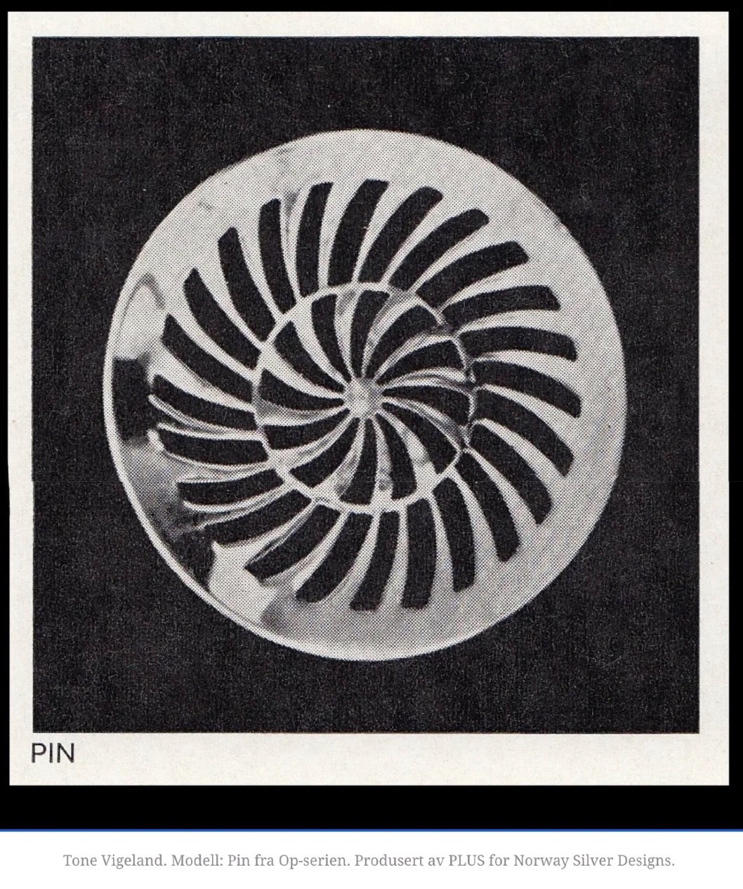 Tone Vigeland large 'Op Series' op art brooch ~ scarce